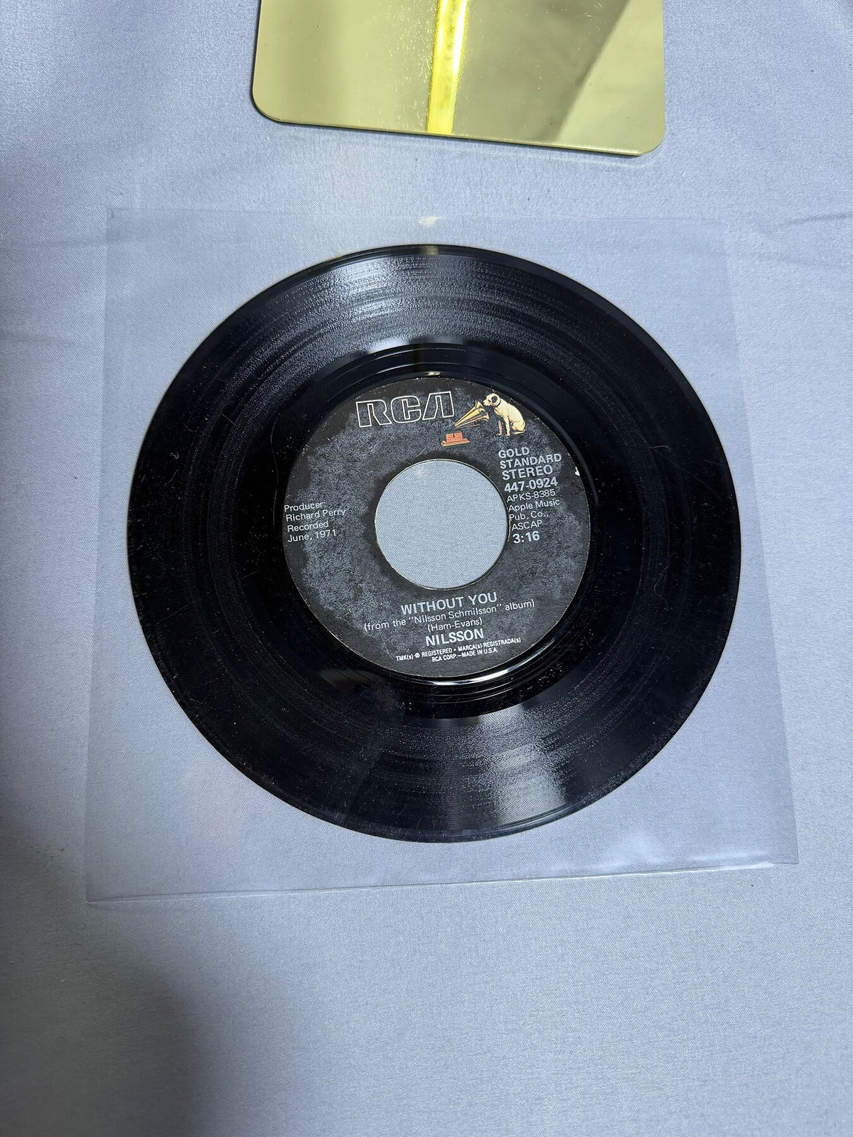 Vintage RCA Nilsson 45 RPM Vinyl Single - Without You / Me and My Arrow photo 1