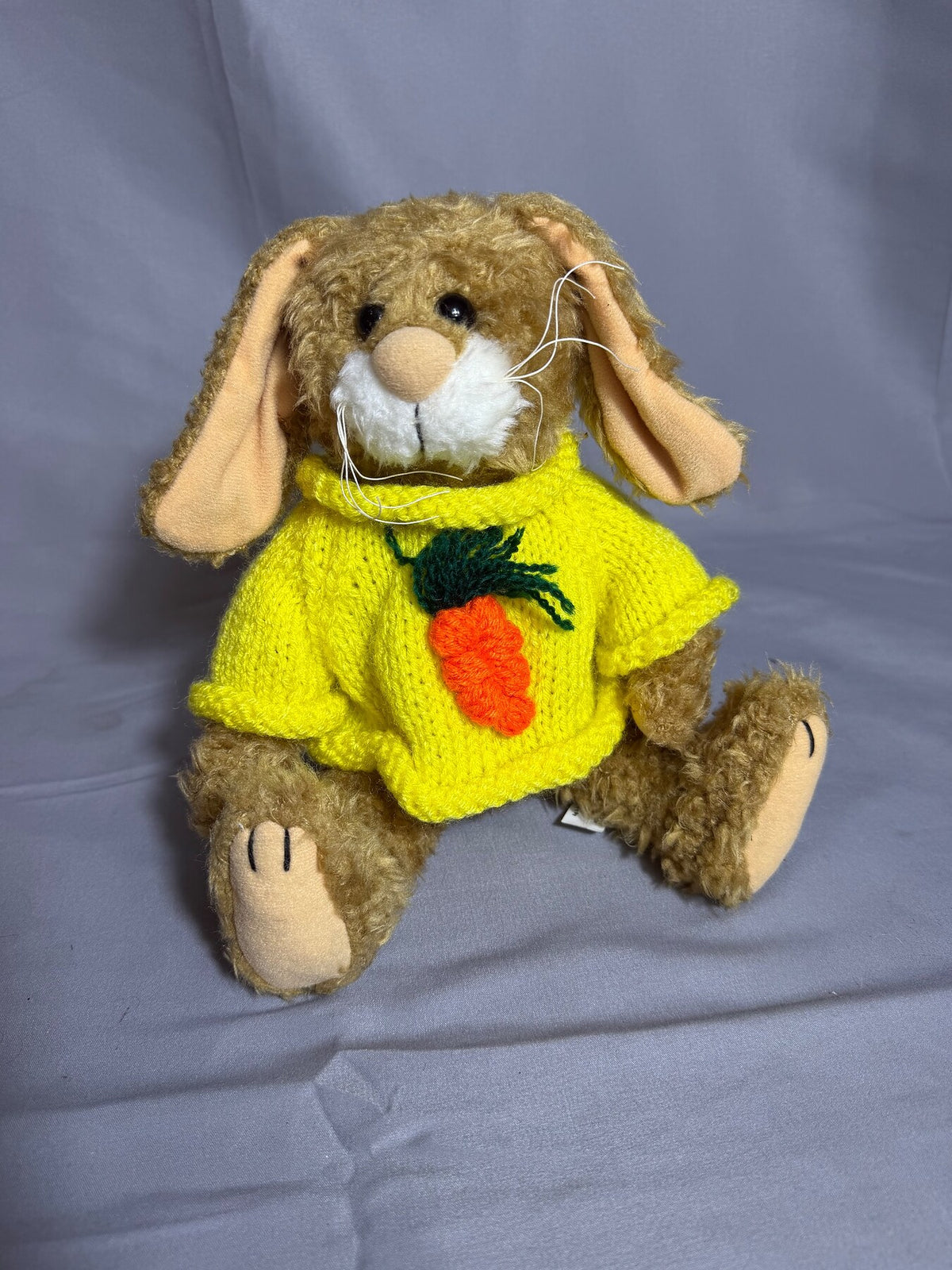 Vintage Gibson Greetings Brown Plush Rabbit Yellow Sweater 1997 photo 1