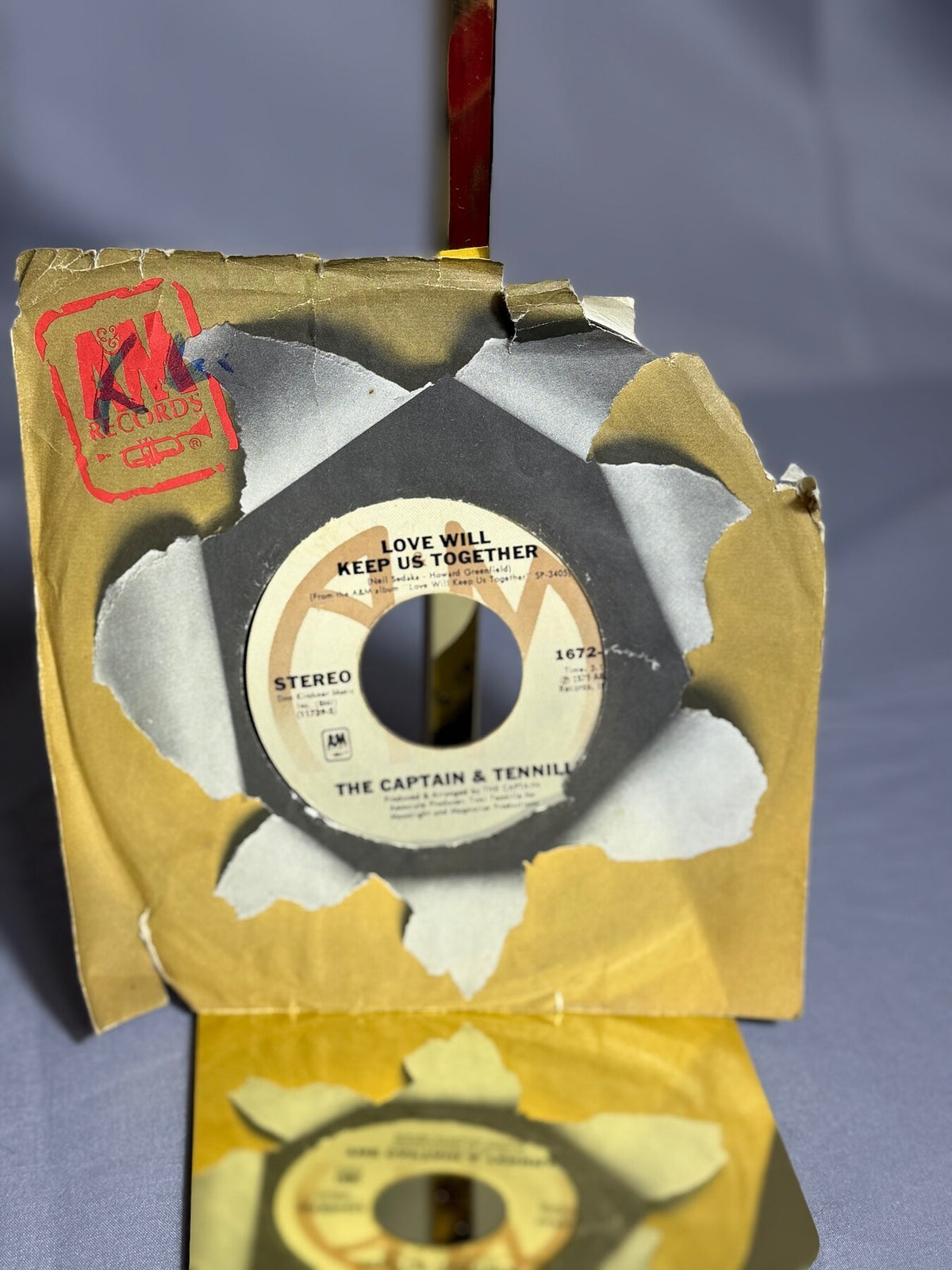 Vintage 1975 The Captain & Tennille Love Will Keep Us Together 45 RPM Vinyl photo 1
