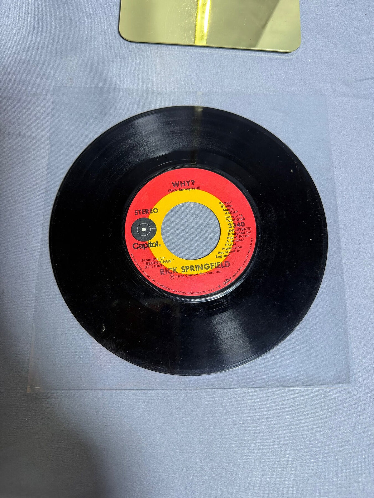 Vintage Rick Springfield 45 RPM Vinyl Single Why? / Speak to the Sky 1972 photo 1