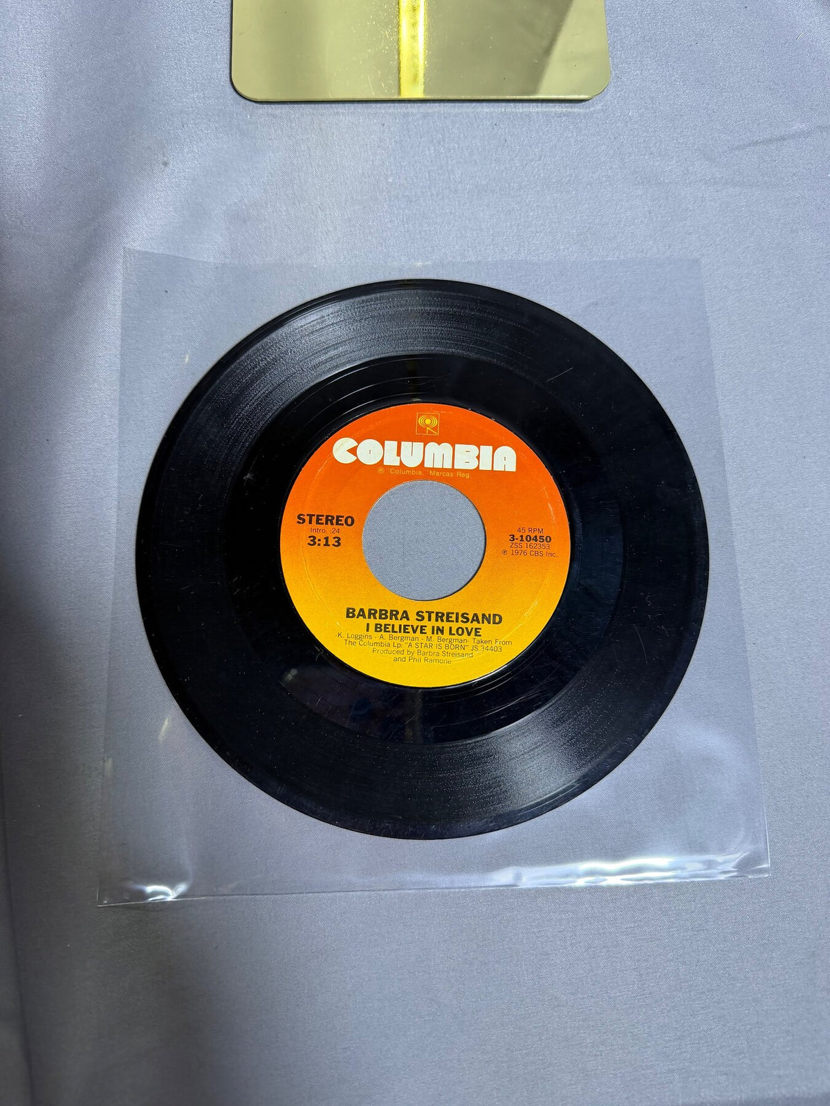 Vintage Barbra Streisand 45 RPM Vinyl Single Columbia 1976 A Star Is Born photo 1