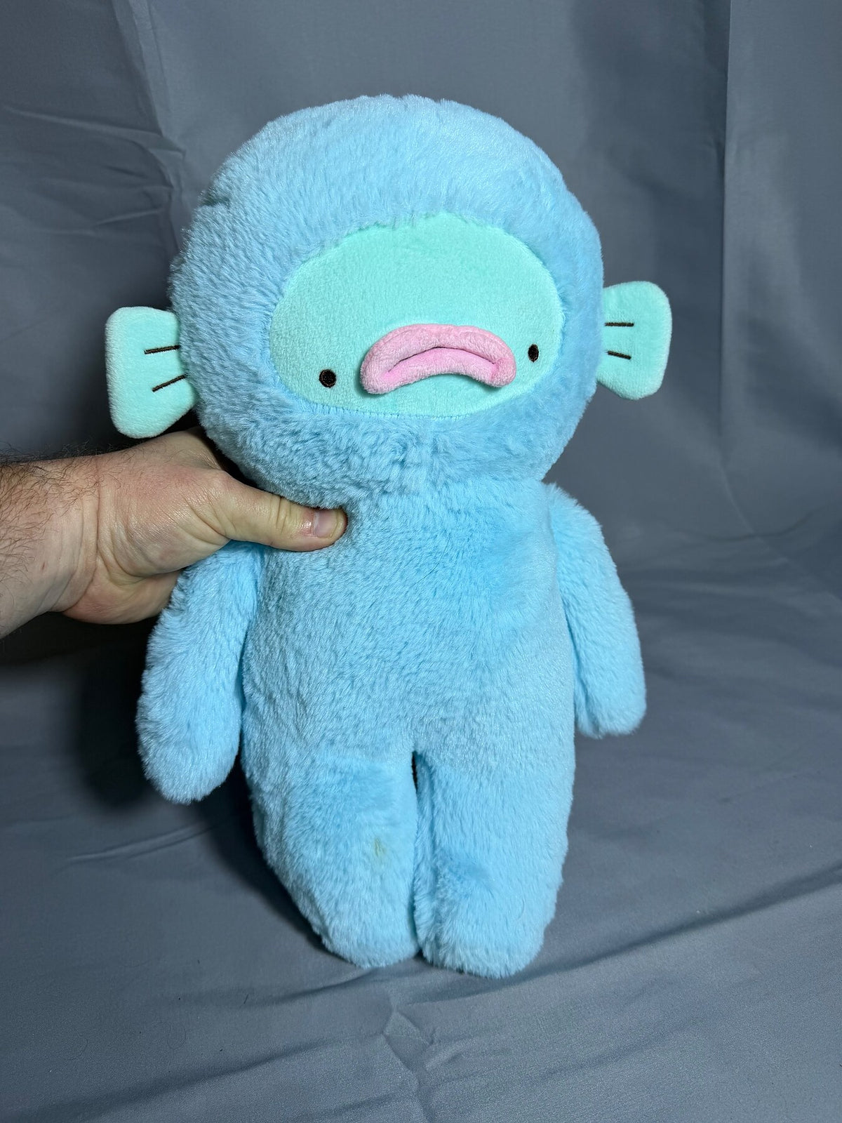 Blue Plush Monster Stuffed Animal Toy with Mint Green Face - 12.5 Inches photo 1