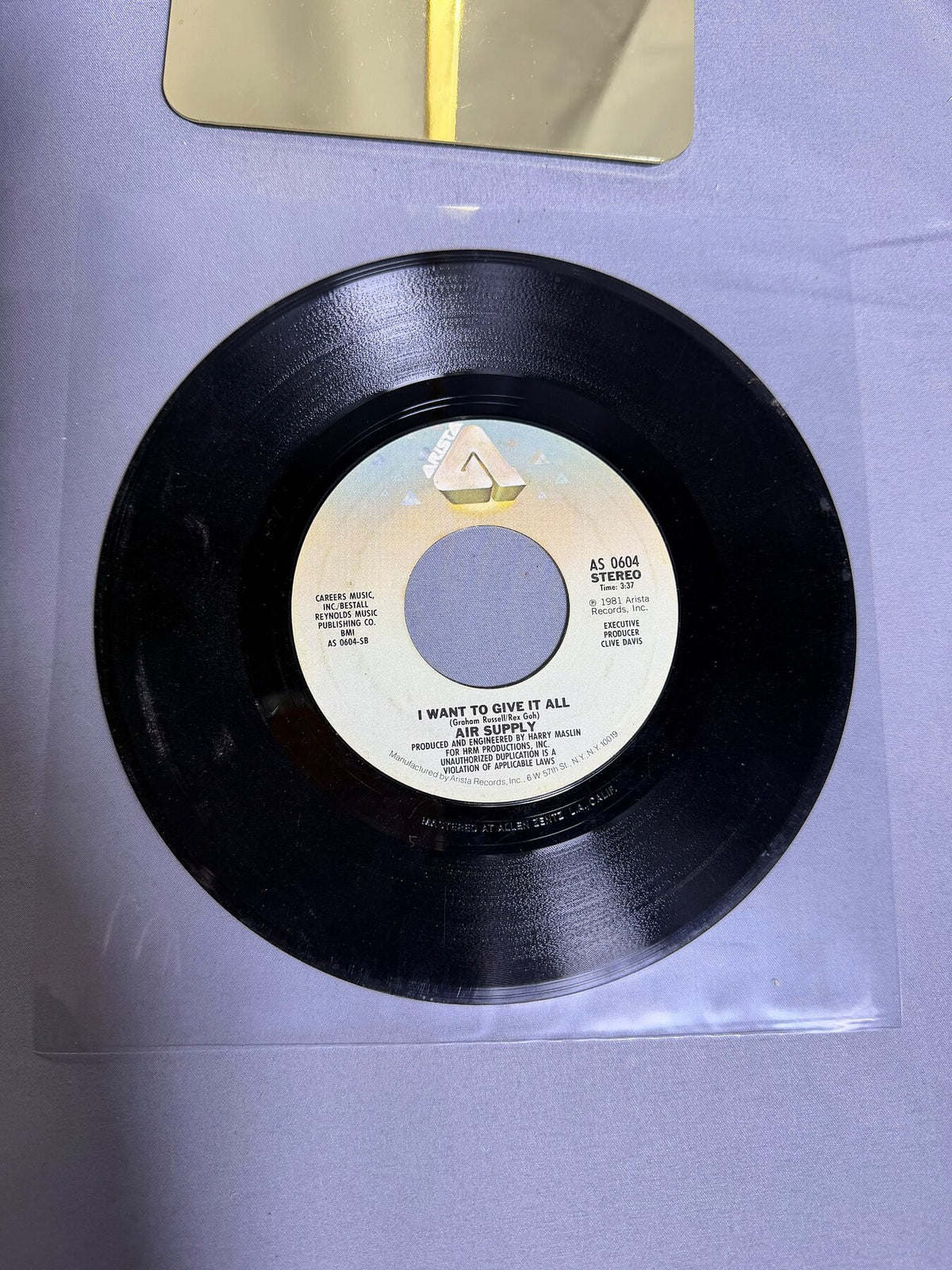 Vintage Air Supply 45 RPM Vinyl Single - The One That You Love / I Want To photo 1