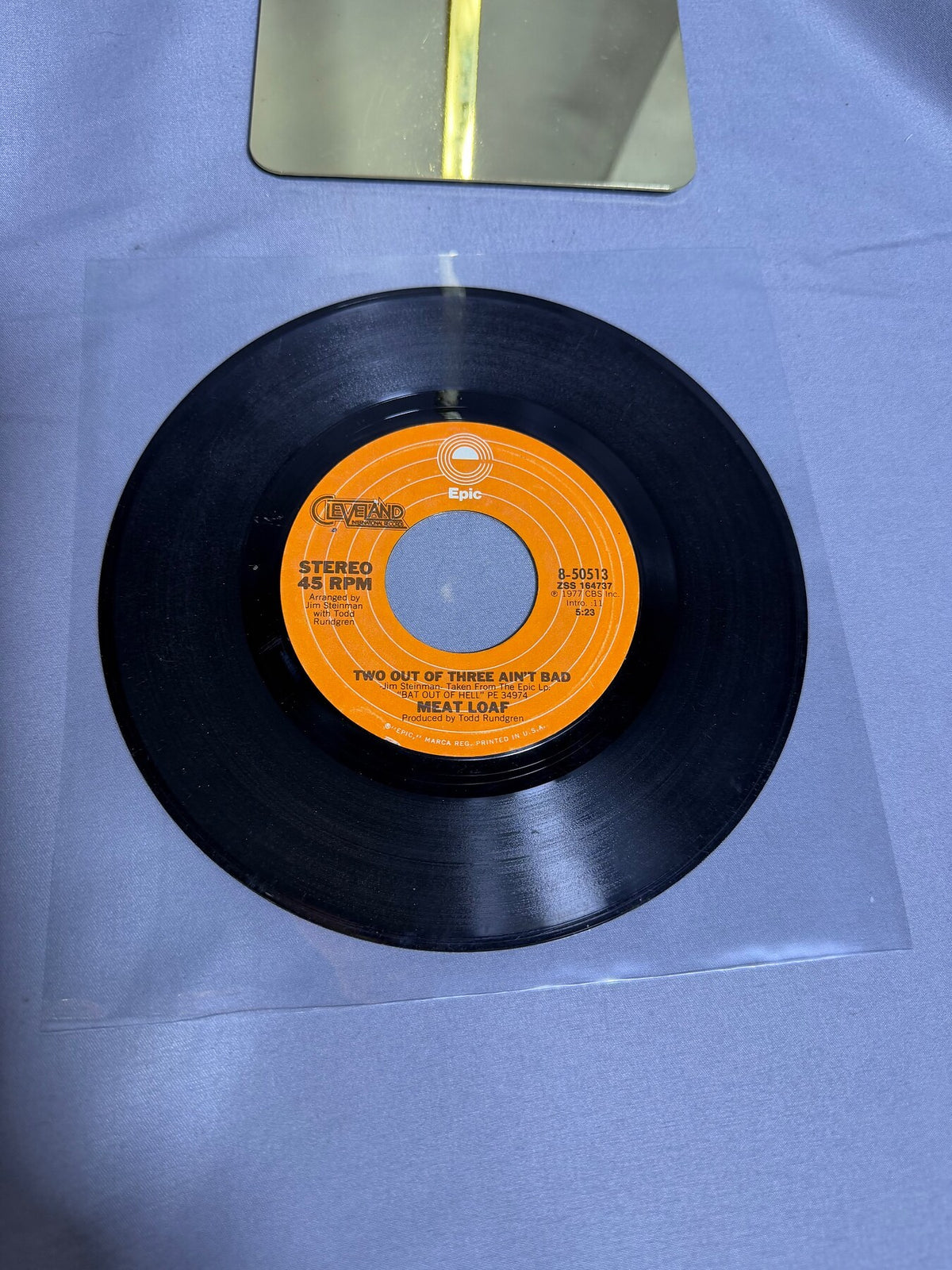 Vintage Meat Loaf - Two Out of Three Ain't Bad 1977 Epic 45 RPM Vinyl Single photo 1