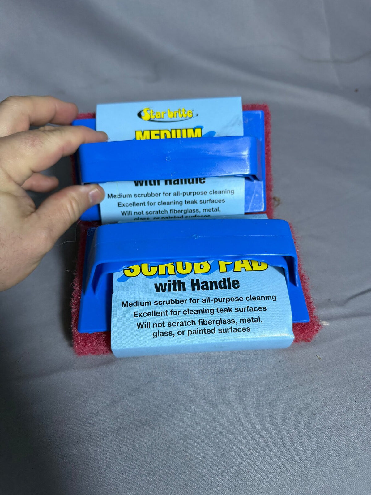 Star brite Medium Scrub Pads with Handle - Lot of 2 photo 1