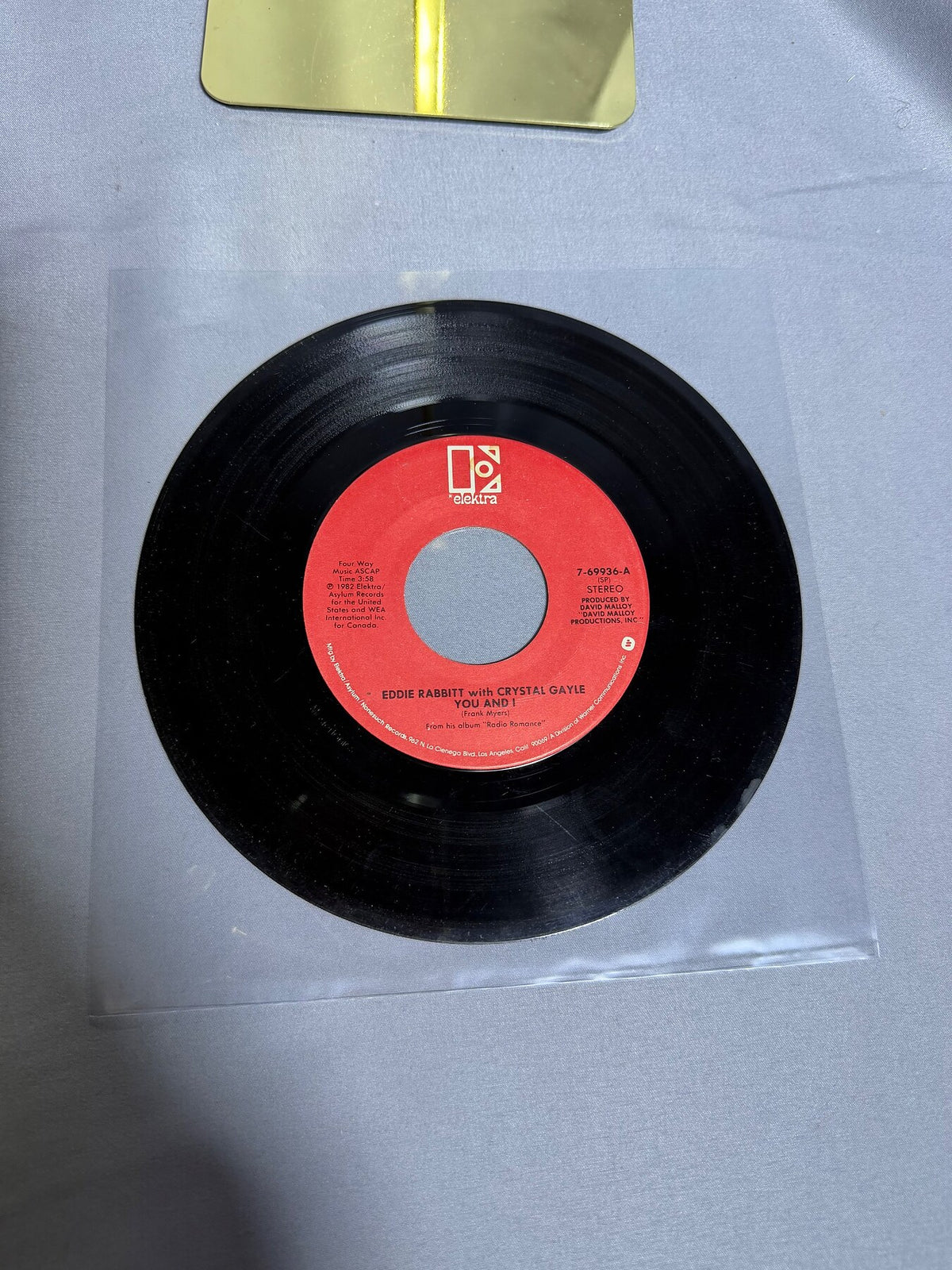 Vintage Eddie Rabbitt & Crystal Gayle You And I 1982 Elektra 7" Vinyl 45 RPM photo 1