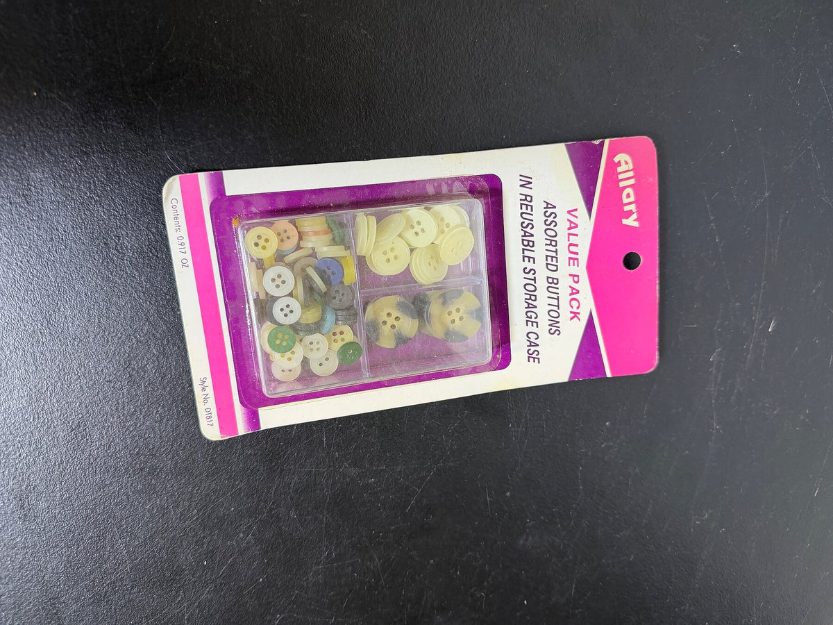 Allary Value Pack Assorted Buttons in Reusable Storage Case Style DT817 - Wormhole Thrift