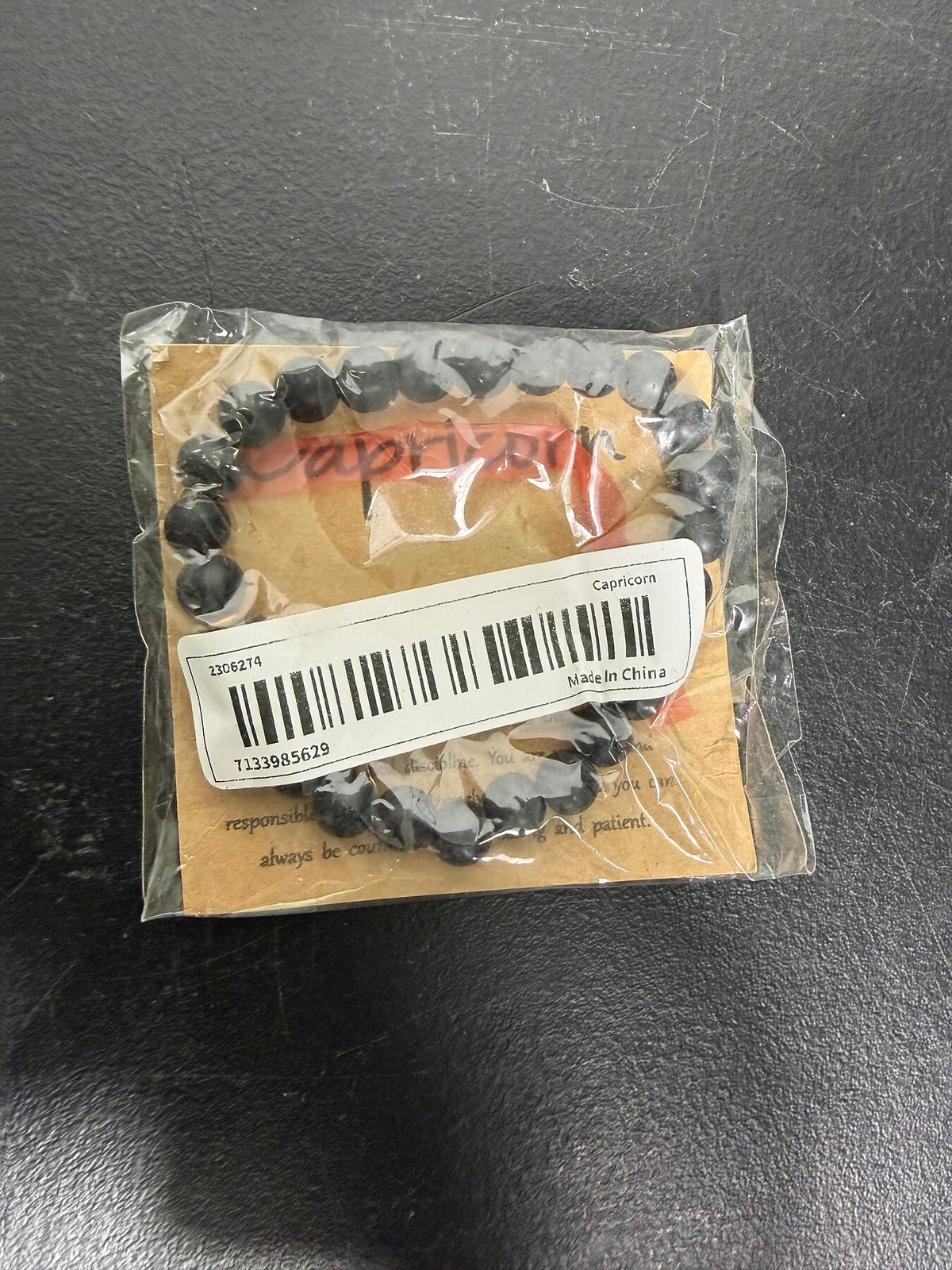 Capricorn Zodiac Black Beaded Bracelet New in Package - Wormhole Thrift