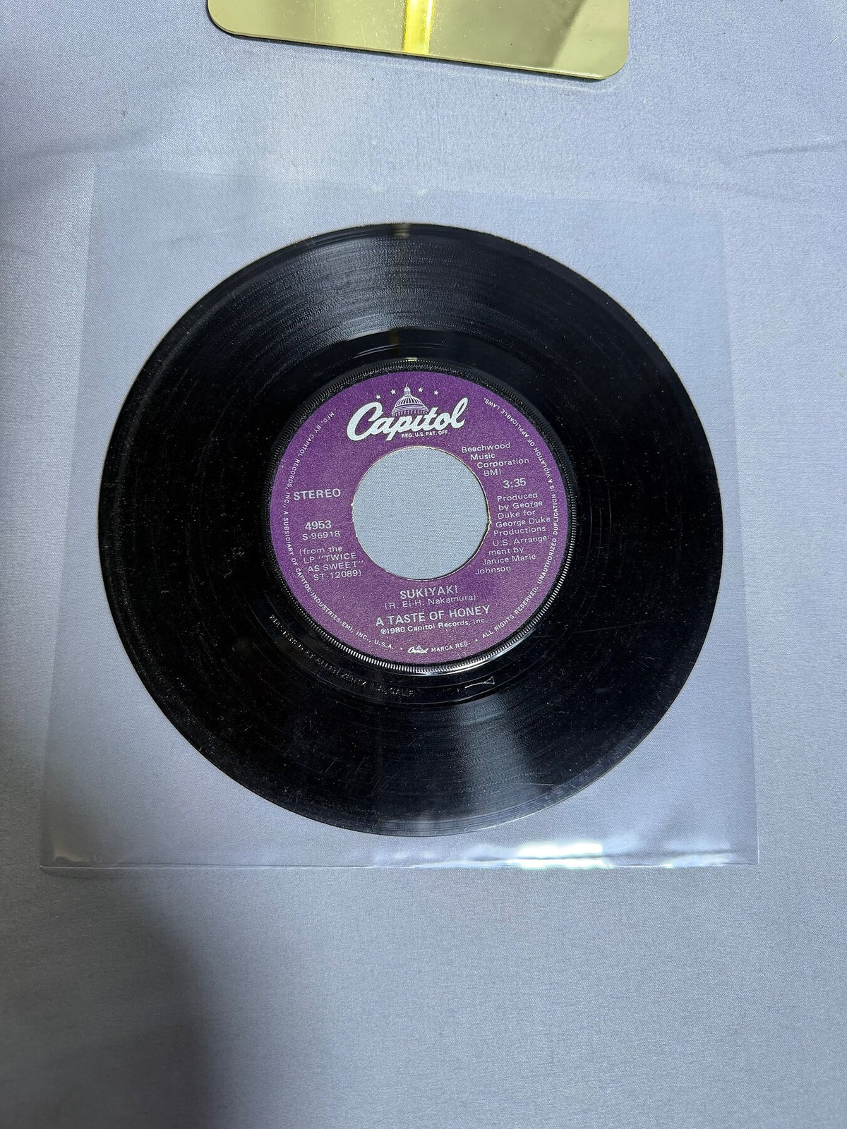 Vintage A Taste of Honey - Sukiyaki / Don't You Lead Me On 45 RPM Vinyl Single photo 1