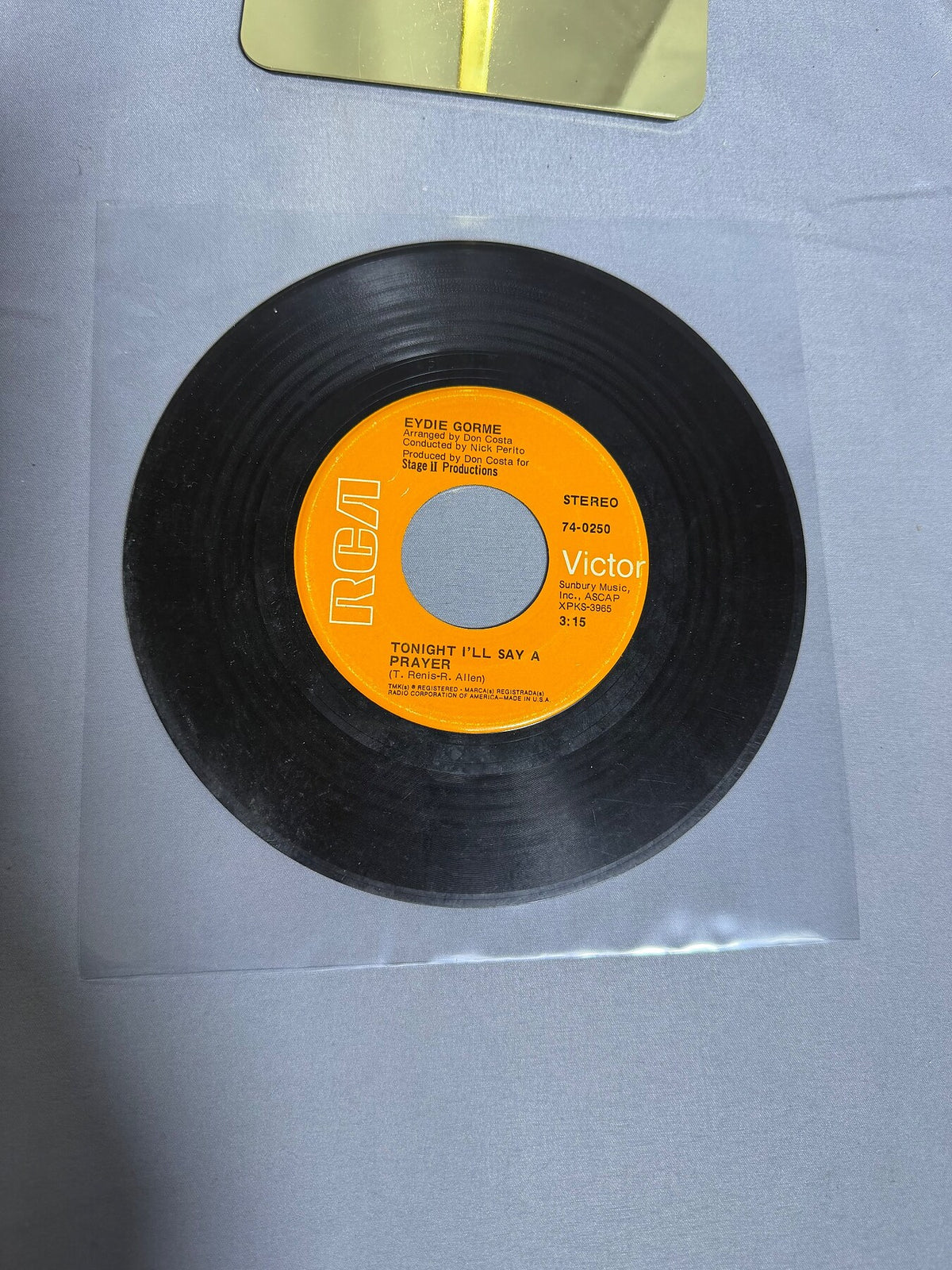 Vintage Eydie Gorme RCA Victor 45 RPM Vinyl Single Tonight I'll Say A Prayer photo 1