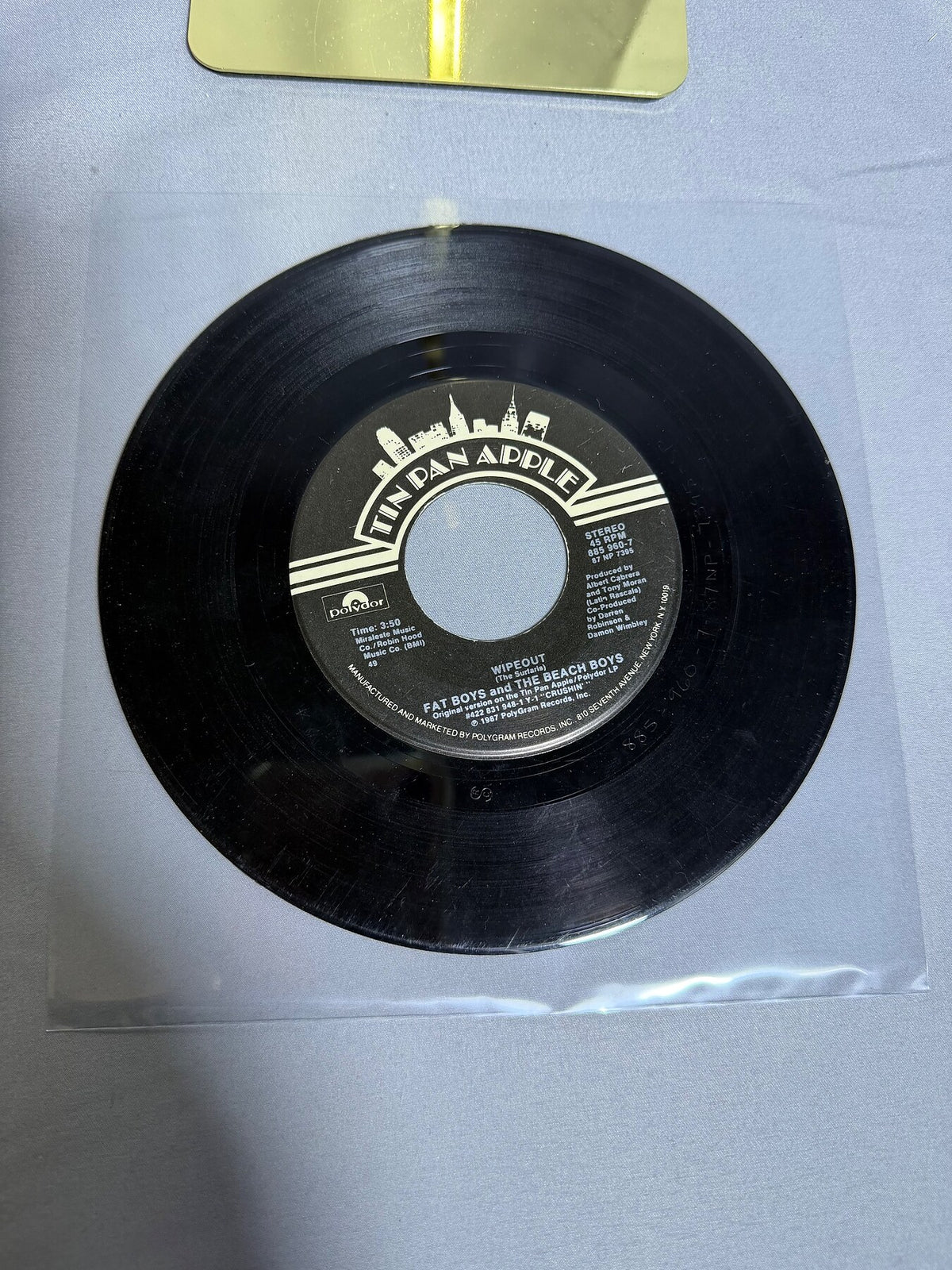 Vintage Fat Boys 45 RPM Vinyl Single - Wipeout / Crushin' (1987) photo 1