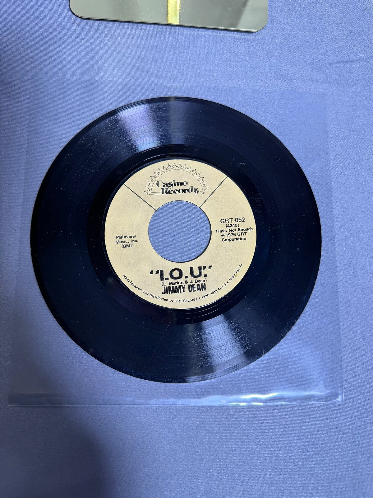 Vintage Jimmy Dean I.O.U. / Let's Pick Up The Pieces 7" Vinyl 45 RPM Single 1976 photo 1