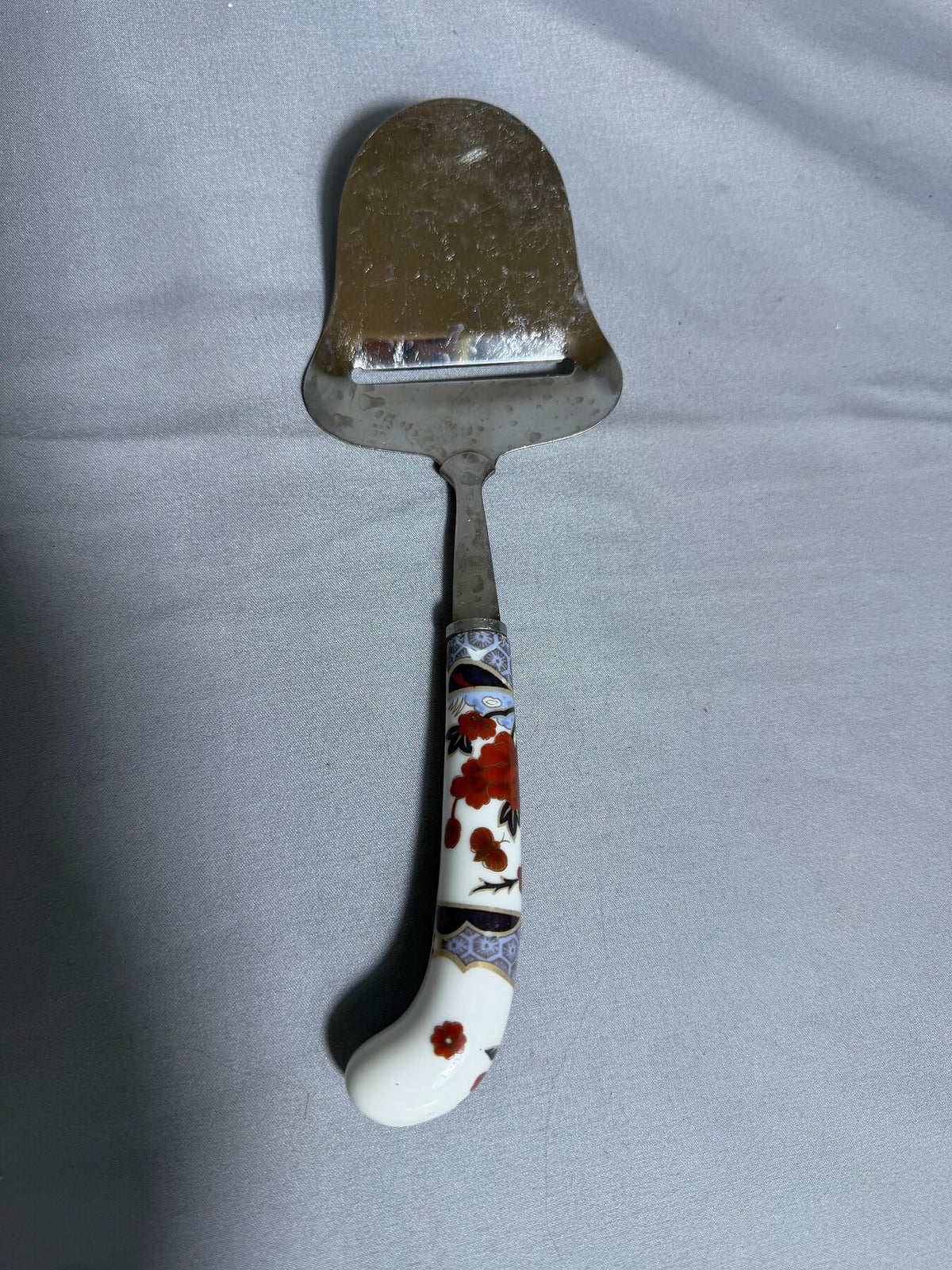 Vintage Stainless Steel Cheese Slicer with Floral Ceramic Handle Japan photo 1