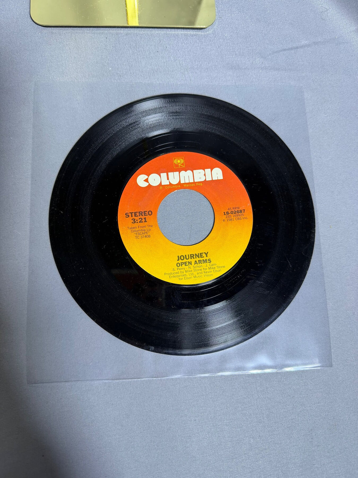 Vintage Journey Little Girl / Open Arms Columbia 45 RPM Single photo 2