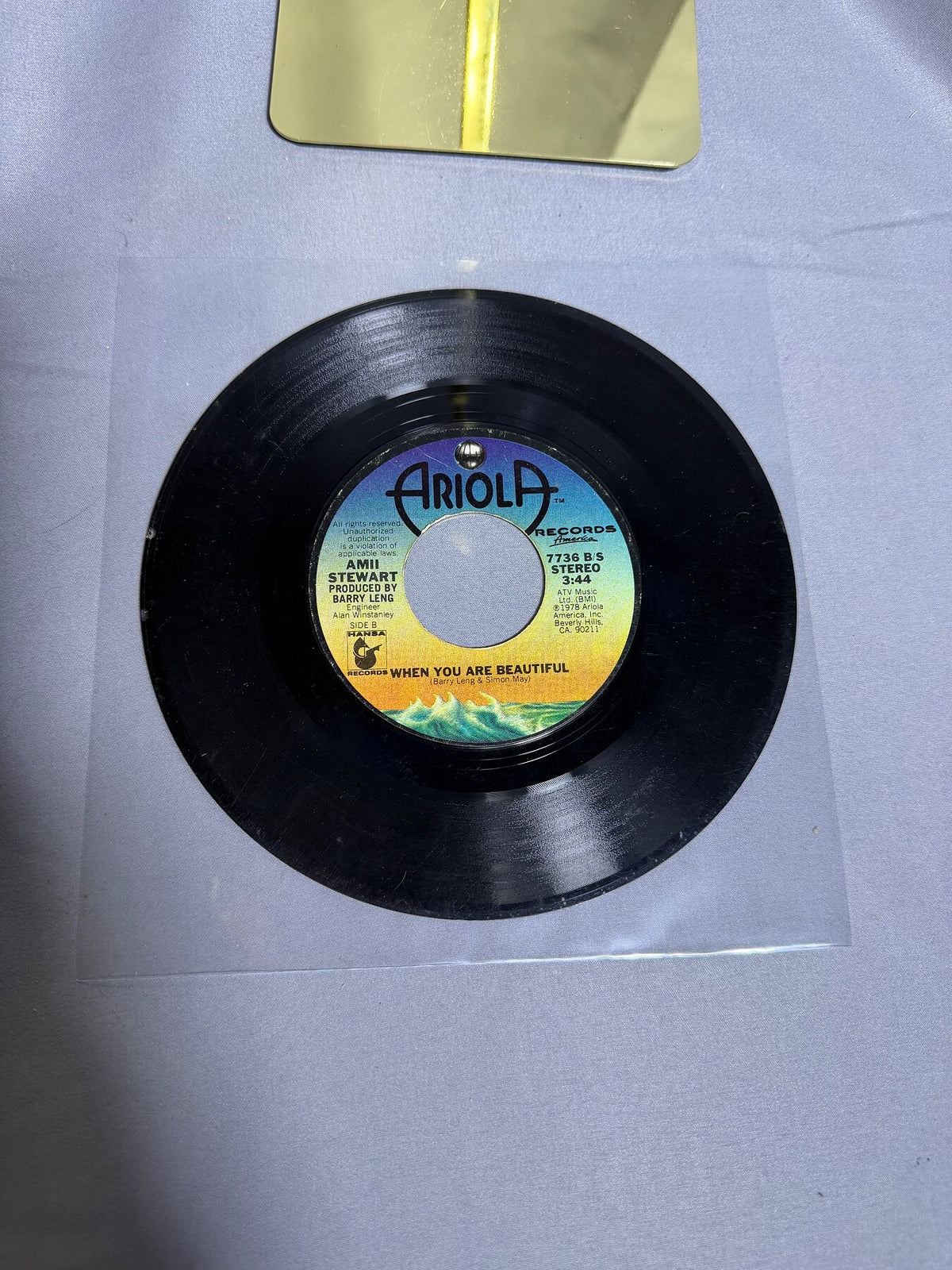 Vintage Amii Stewart - Knock on Wood / When You Are Beautiful 7" Vinyl 45 RPM photo 2
