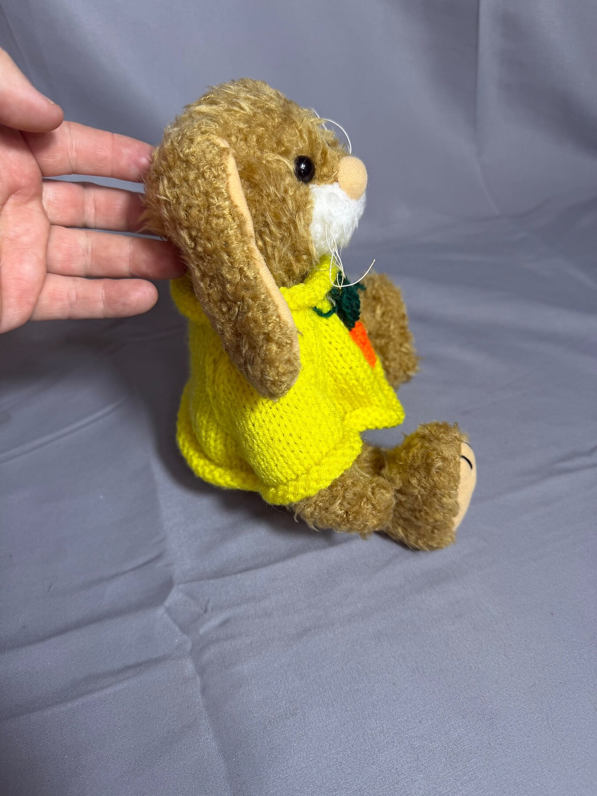 Vintage Gibson Greetings Brown Plush Rabbit Yellow Sweater 1997 photo 2