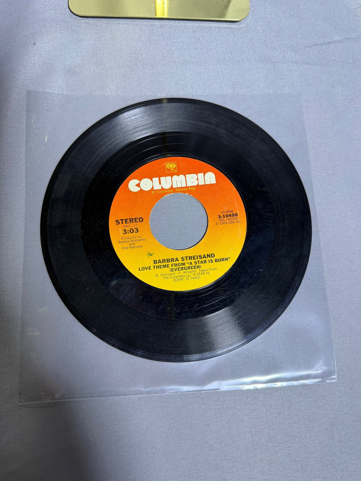 Vintage Barbra Streisand 45 RPM Vinyl Single Columbia 1976 A Star Is Born photo 2