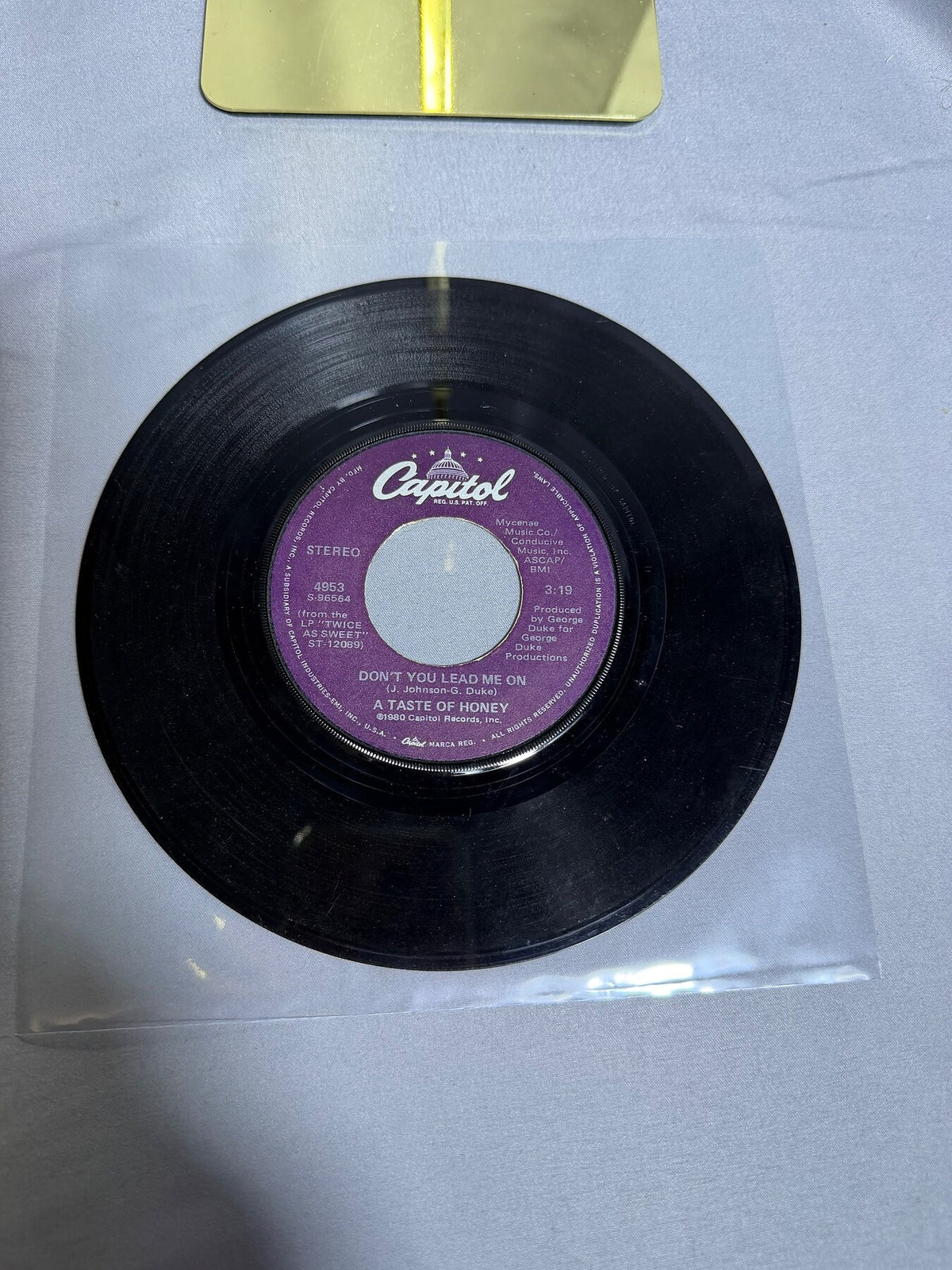 Vintage A Taste of Honey - Sukiyaki / Don't You Lead Me On 45 RPM Vinyl Single photo 2