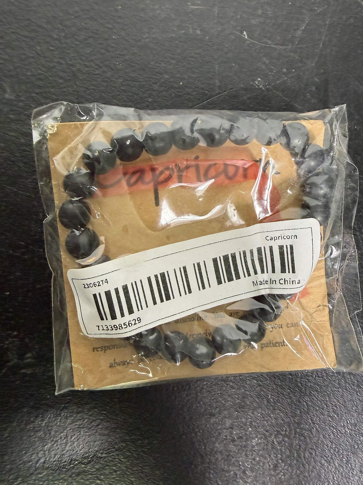 Capricorn Zodiac Black Beaded Bracelet New in Package - Wormhole Thrift