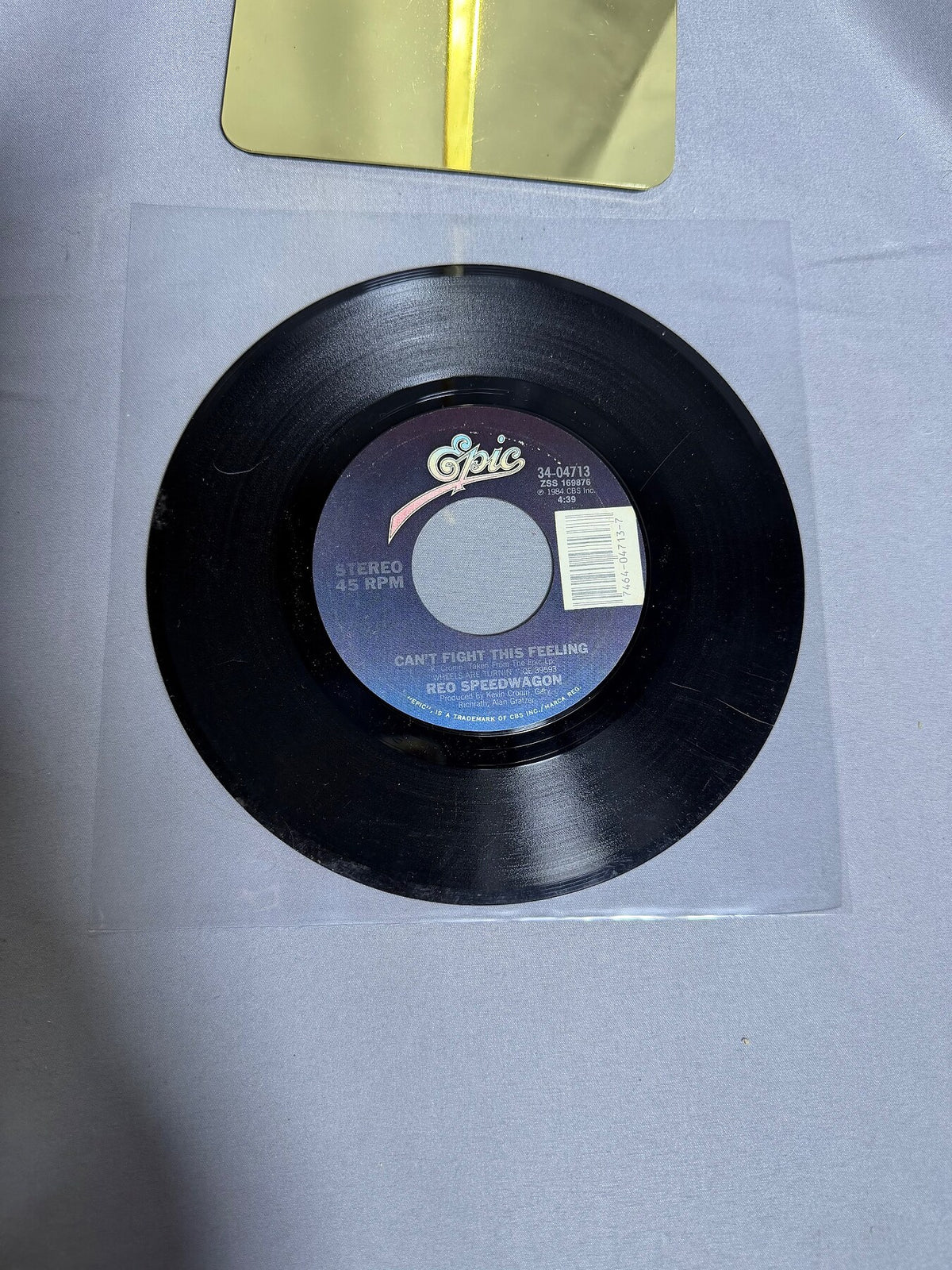 Vintage REO Speedwagon Can't Fight This Feeling 45 RPM Vinyl Single 1984 photo 2