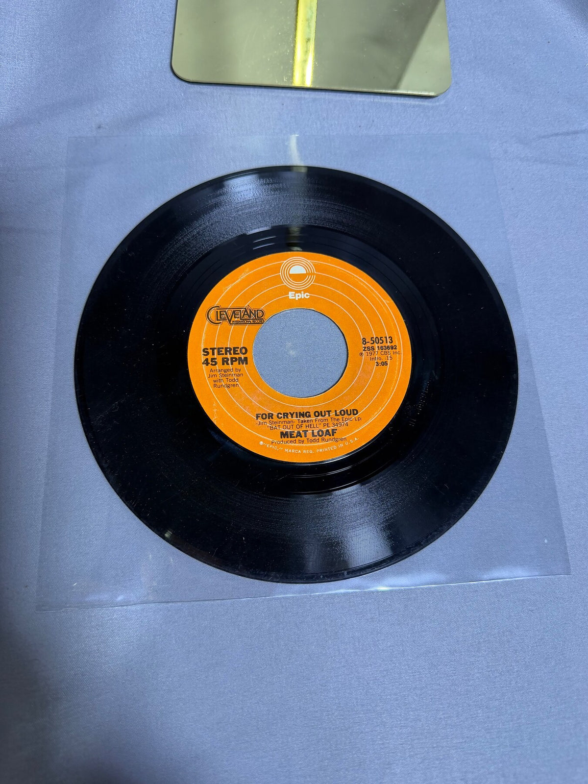 Vintage Meat Loaf - Two Out of Three Ain't Bad 1977 Epic 45 RPM Vinyl Single photo 2