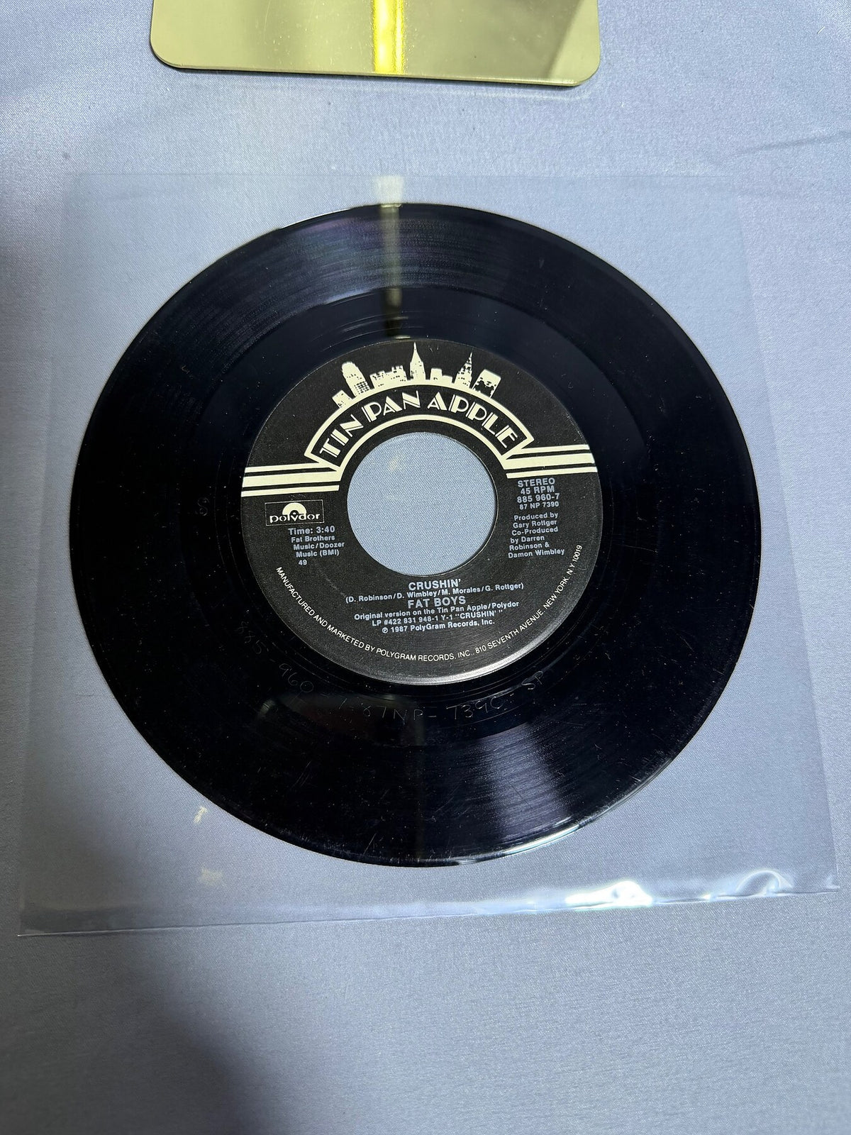 Vintage Fat Boys 45 RPM Vinyl Single - Wipeout / Crushin' (1987) photo 2