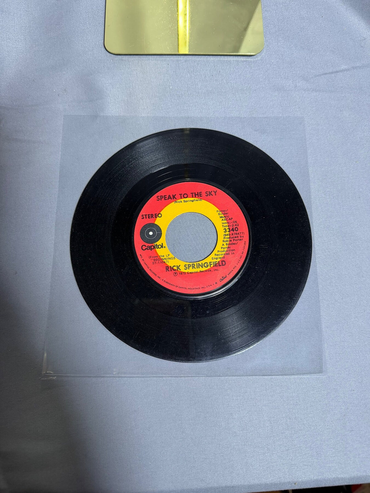 Vintage Rick Springfield 45 RPM Vinyl Single Why? / Speak to the Sky 1972 photo 2