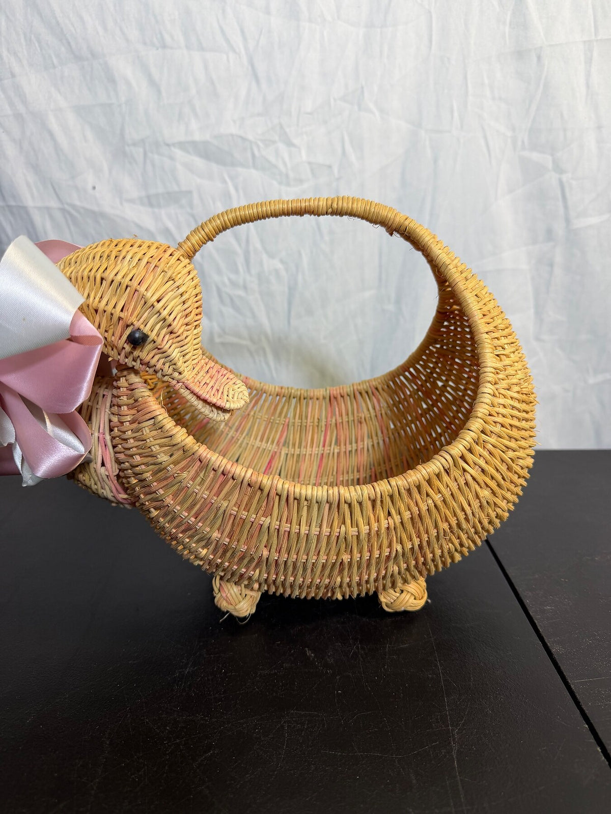 Vintage Wicker Duck Shaped Basket with Handle - Wormhole Thrift