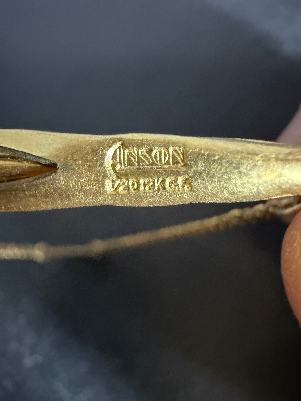 Vintage Swank Gold Tone Tie Bar Clip with Chain and Shield Charm photo 2