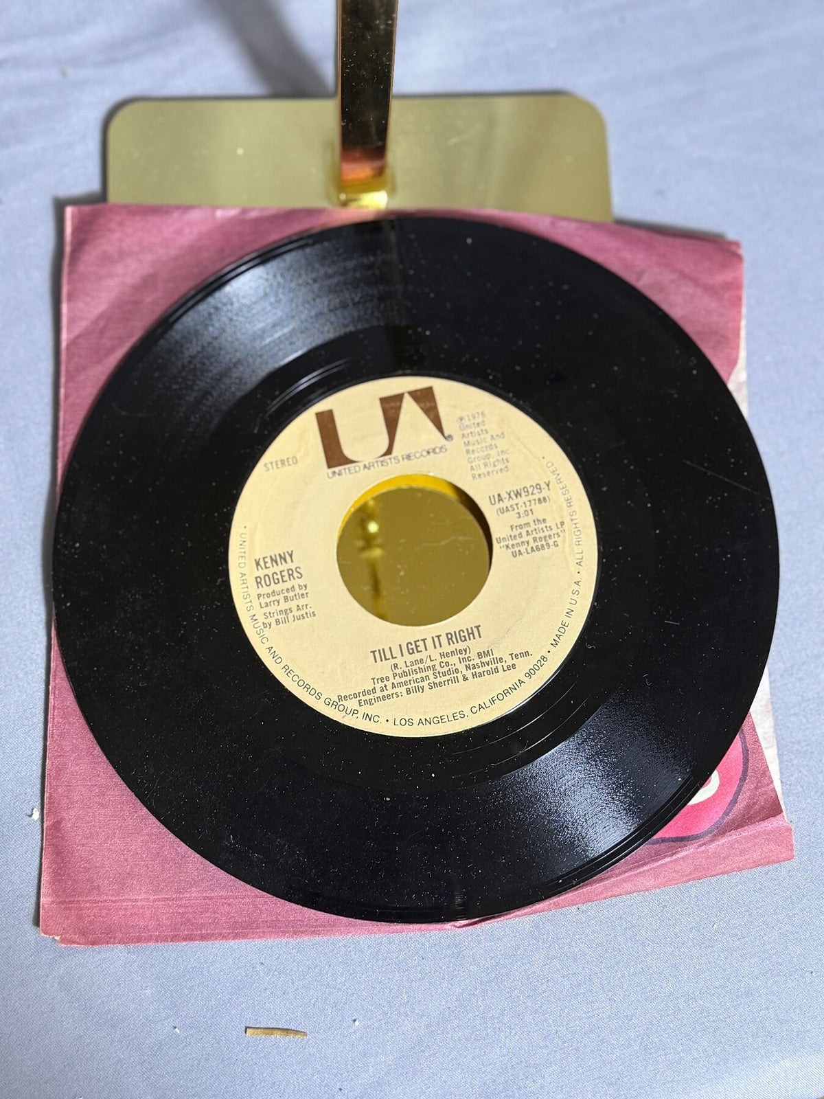 Vintage Kenny Rogers 45 RPM Vinyl Single - Lucille / Till I Get It Right (1976) photo 3