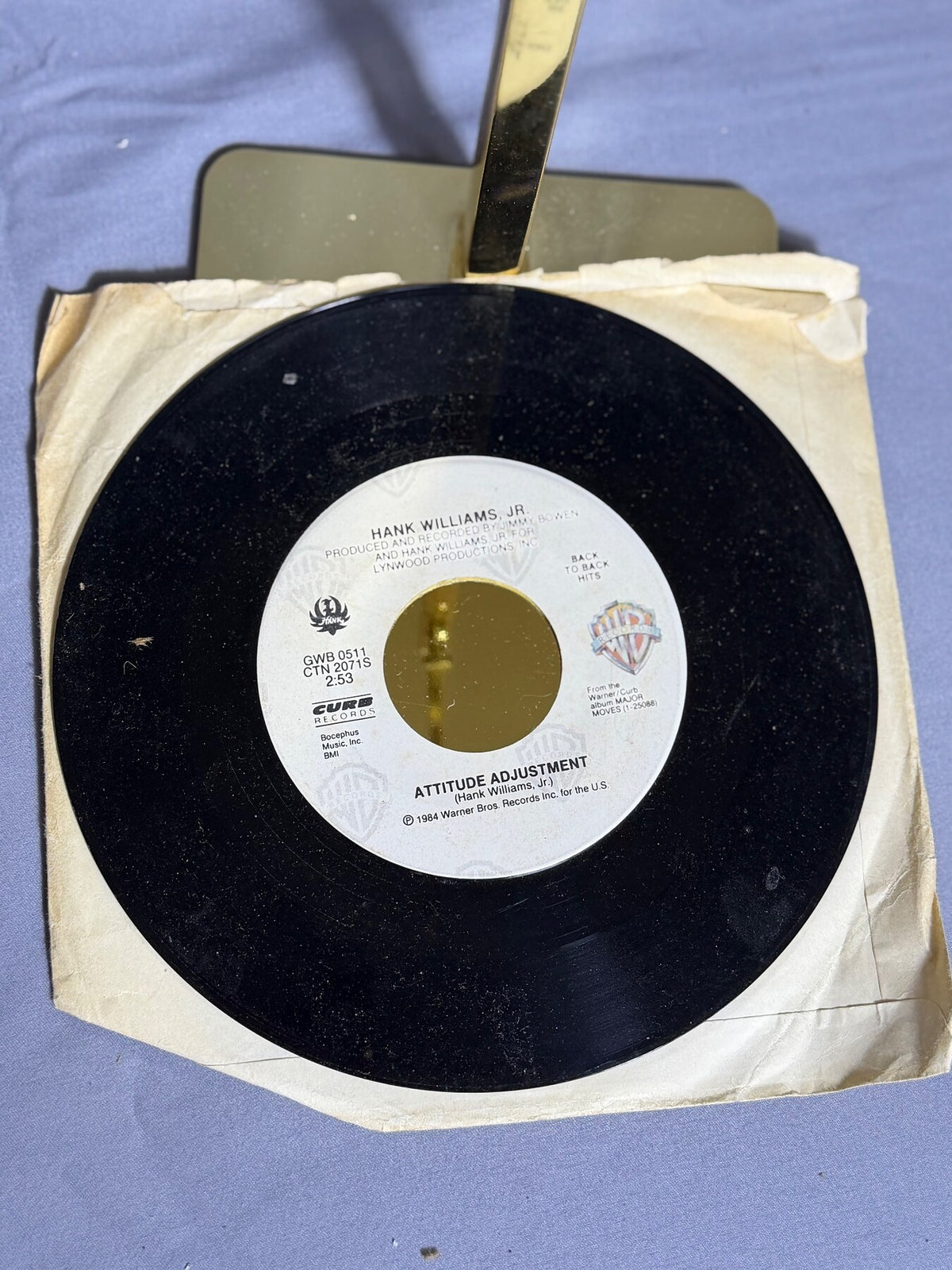 Vintage 1984 Hank Williams Jr. 7" Vinyl Single - Attitude Adjustment / All My photo 3