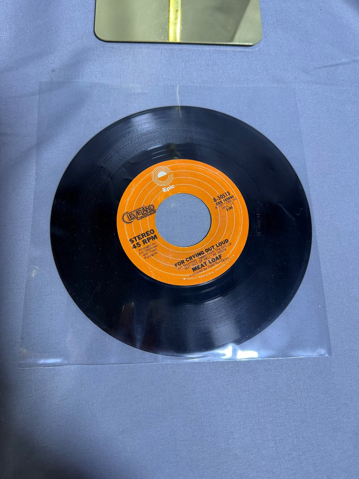 Vintage Meat Loaf - Two Out of Three Ain't Bad 1977 Epic 45 RPM Vinyl Single photo 3