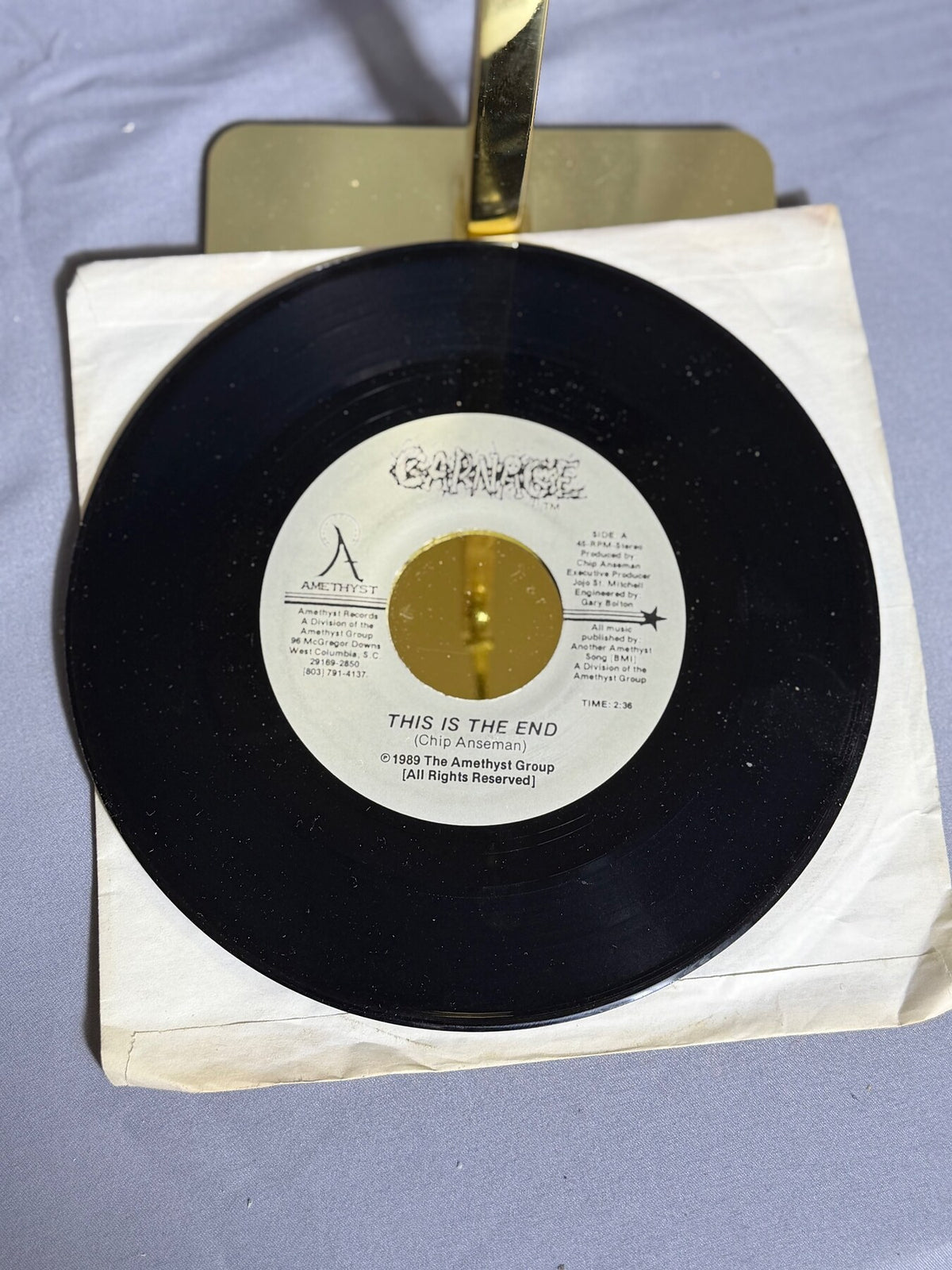 Vintage Carnage - This Is The End / Massacre 7" 45 RPM Vinyl Single 1989 photo 3