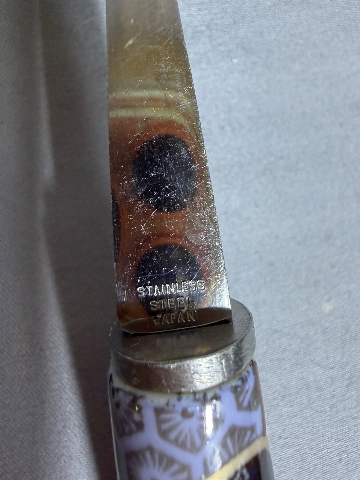 Vintage Stainless Steel Cheese Slicer with Floral Ceramic Handle Japan photo 3