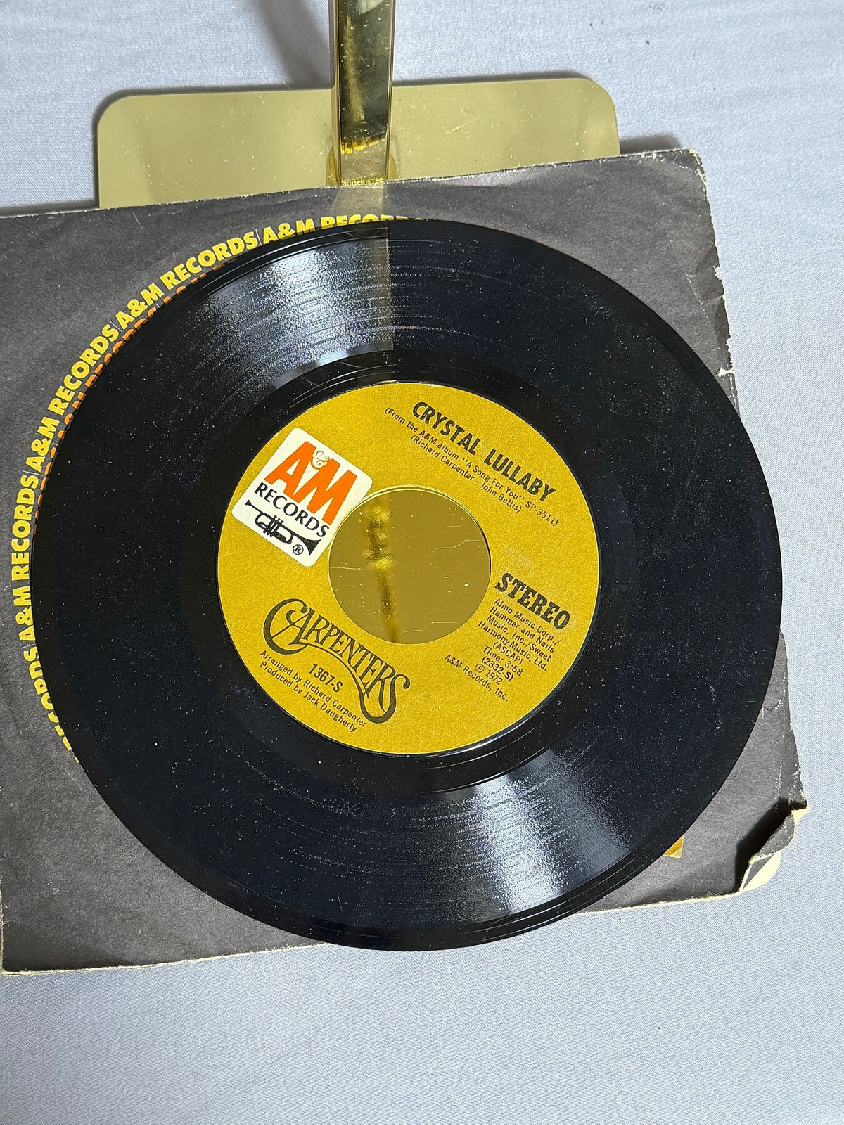 Vintage Carpenters 45 RPM Vinyl Single Goodbye to Love / Crystal Lullaby 1972 photo 3