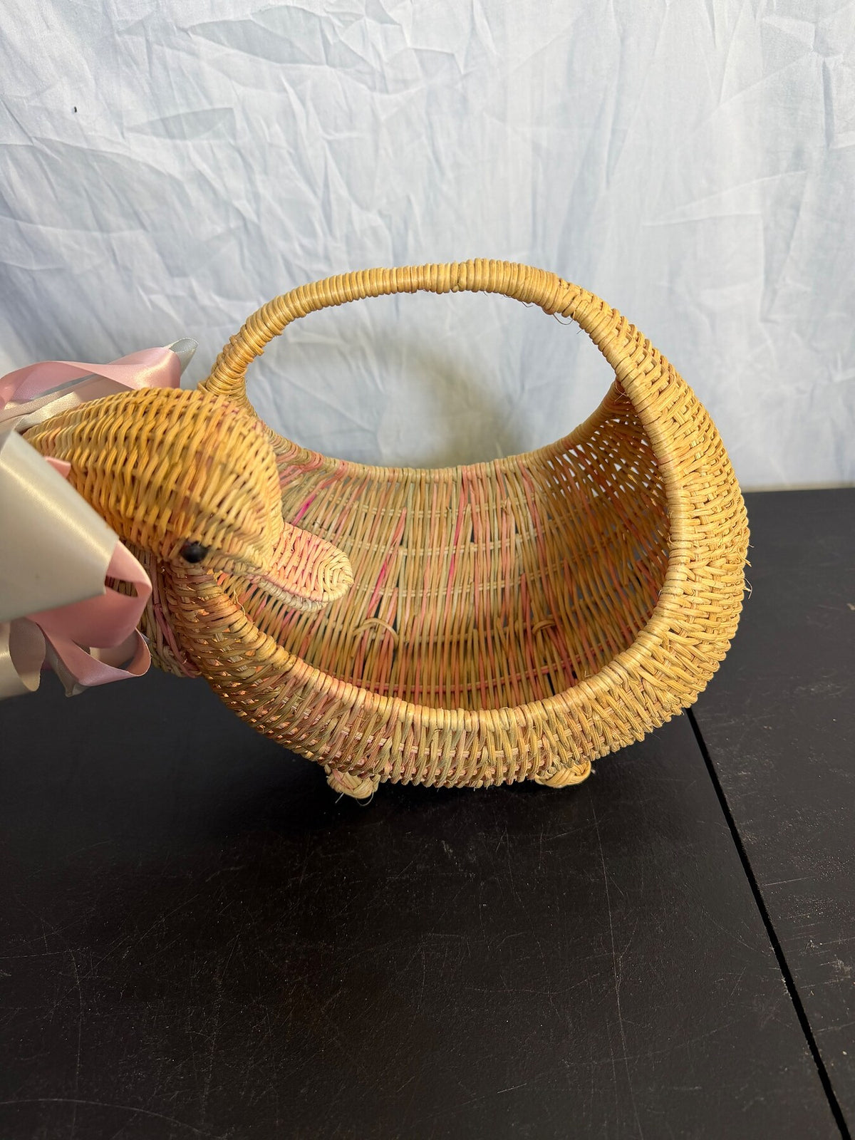 Vintage Wicker Duck Shaped Basket with Handle - Wormhole Thrift