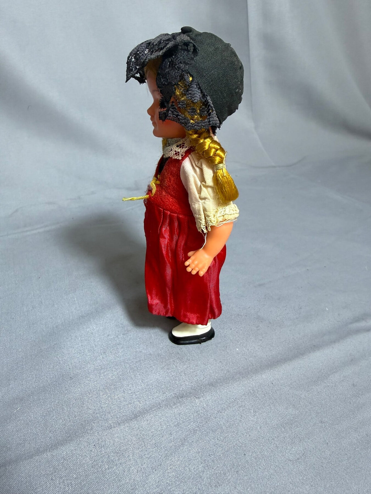 Vintage Folk Costume Doll with Braids & Lace Hat - 6.25 Inches photo 4