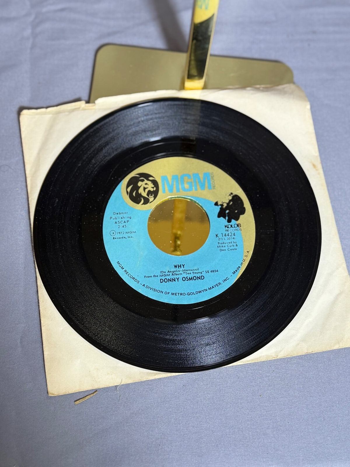 Vintage 1972 Donny Osmond 45 RPM Vinyl Single - Why / Lonely Boy MGM Kolob K photo 4
