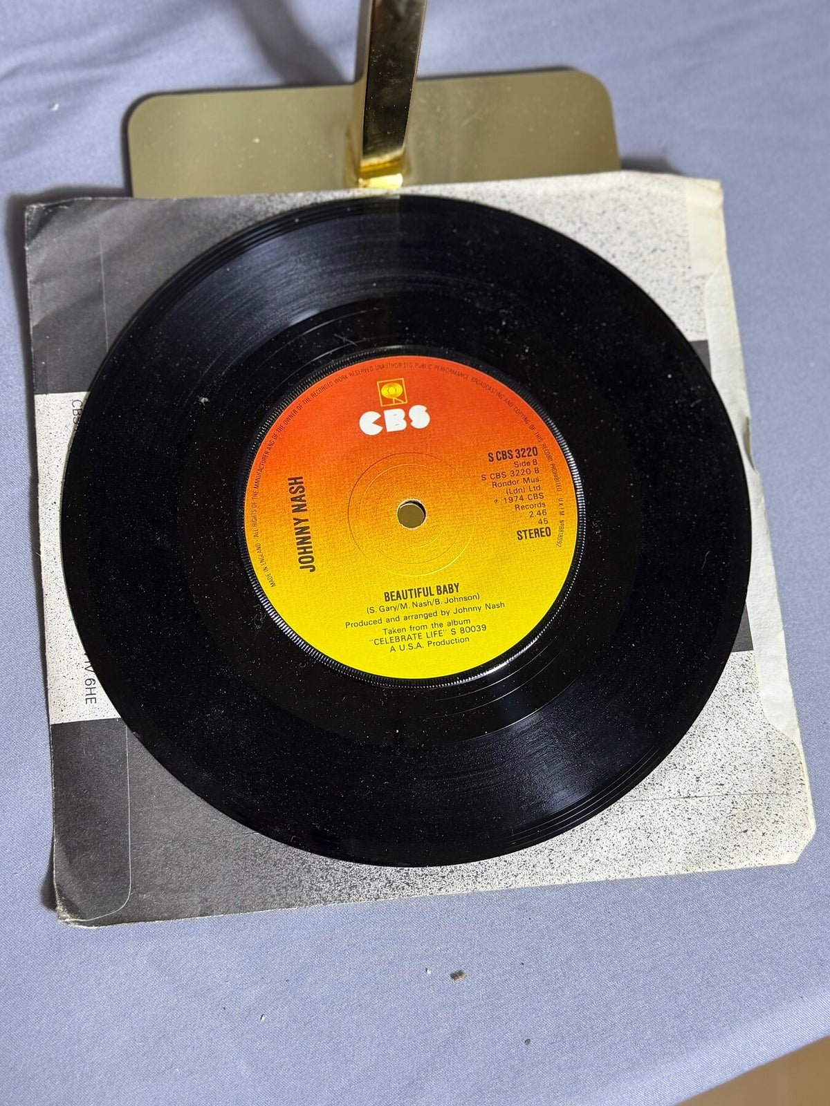 Vintage Johnny Nash 45 RPM Vinyl Single - Tears On My Pillow / Beautiful Baby photo 4