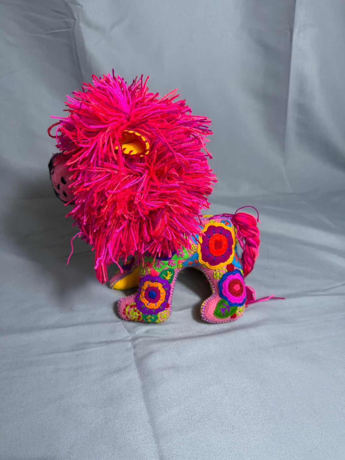 Handmade Pink Embroidered Lion Plush Stuffed Animal Toy photo 4