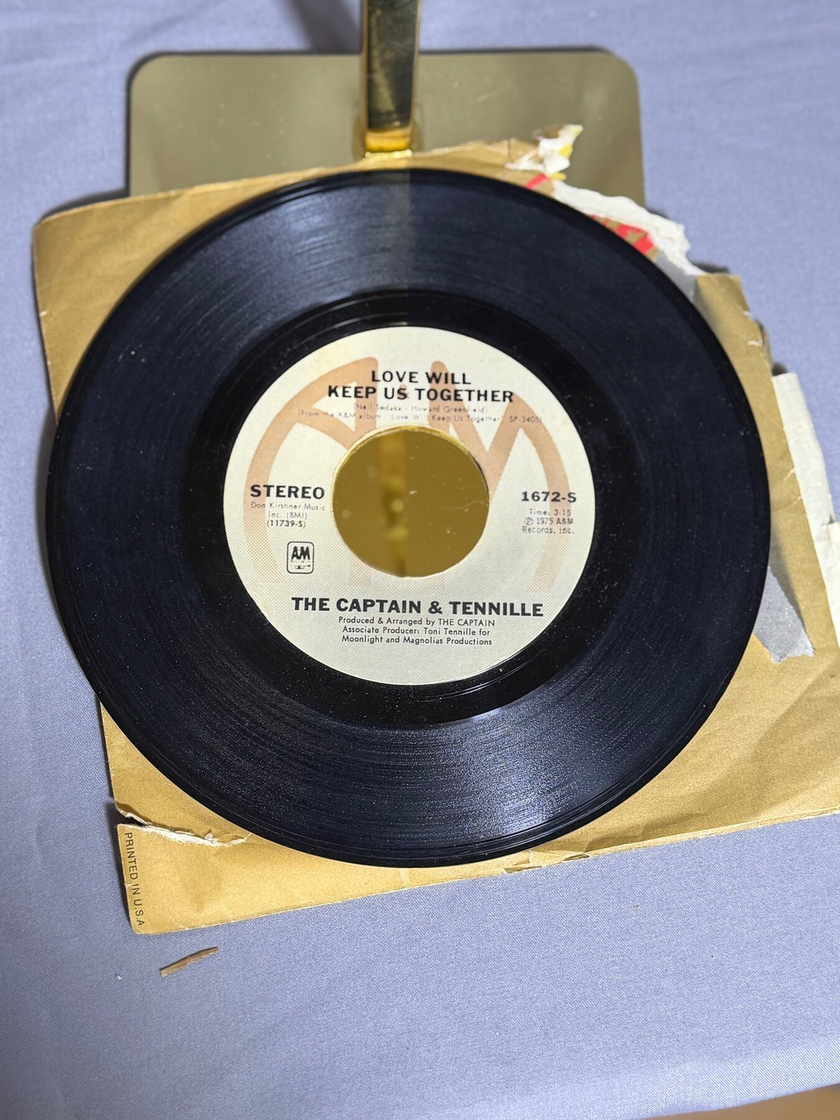 Vintage 1975 The Captain & Tennille Love Will Keep Us Together 45 RPM Vinyl photo 4