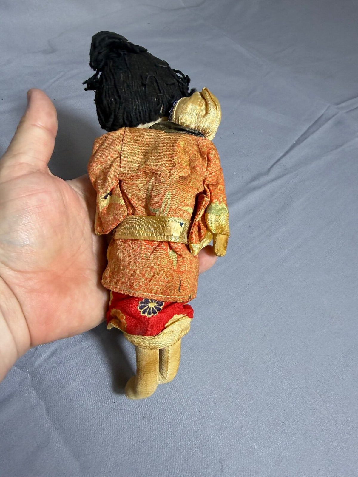 Vintage Japanese Fabric Doll with Baby on Back Kimono Style photo 4