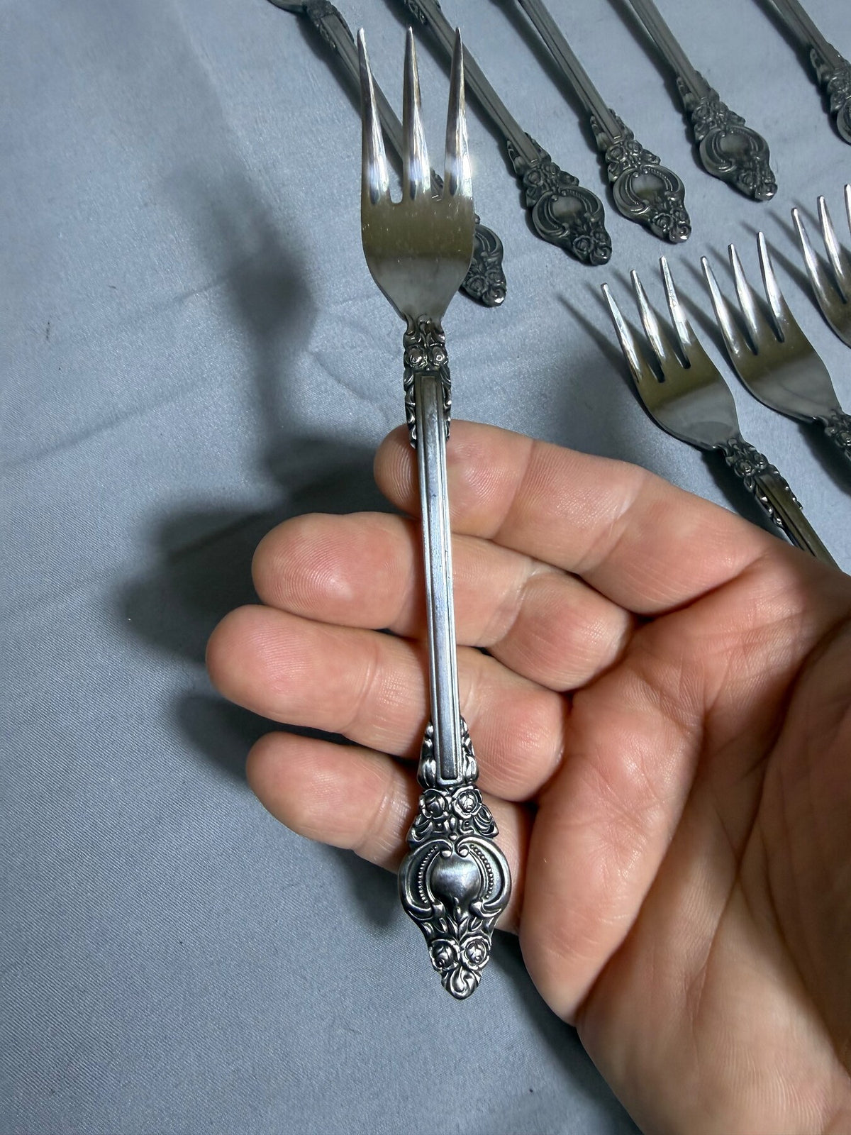 Vintage Supreme Cutlery Ornate Stainless Steel Dessert Forks Set of 12 photo 4