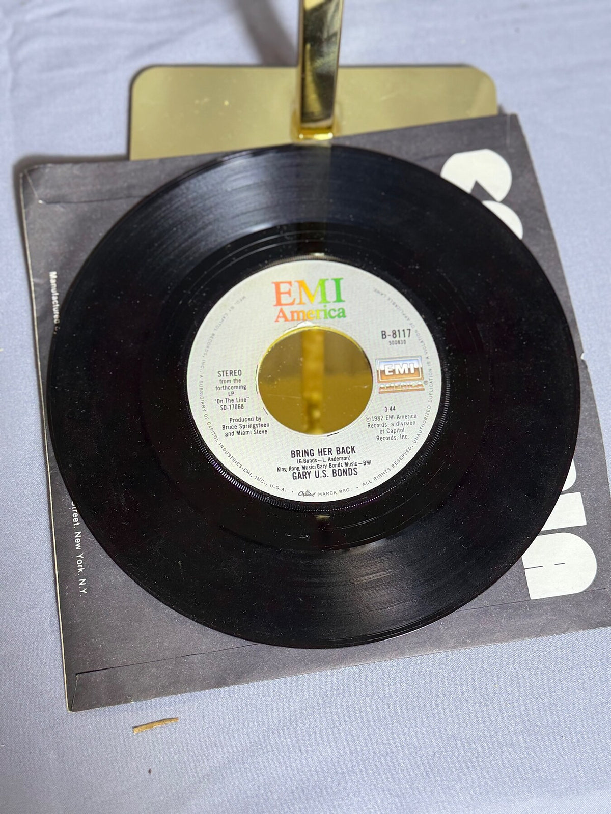 Vintage 1982 Gary U.S. Bonds 45 RPM Vinyl Single "Bring Her Back" EMI America photo 4