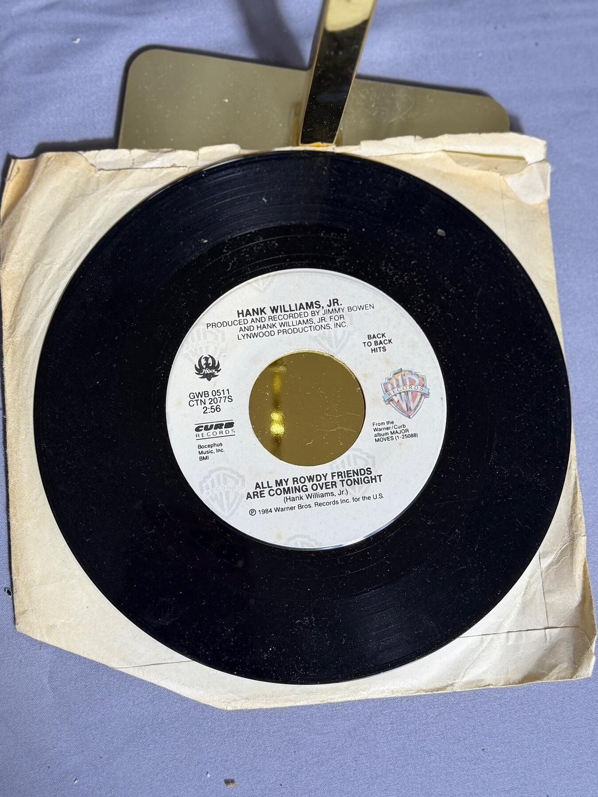 Vintage 1984 Hank Williams Jr. 7" Vinyl Single - Attitude Adjustment / All My photo 4