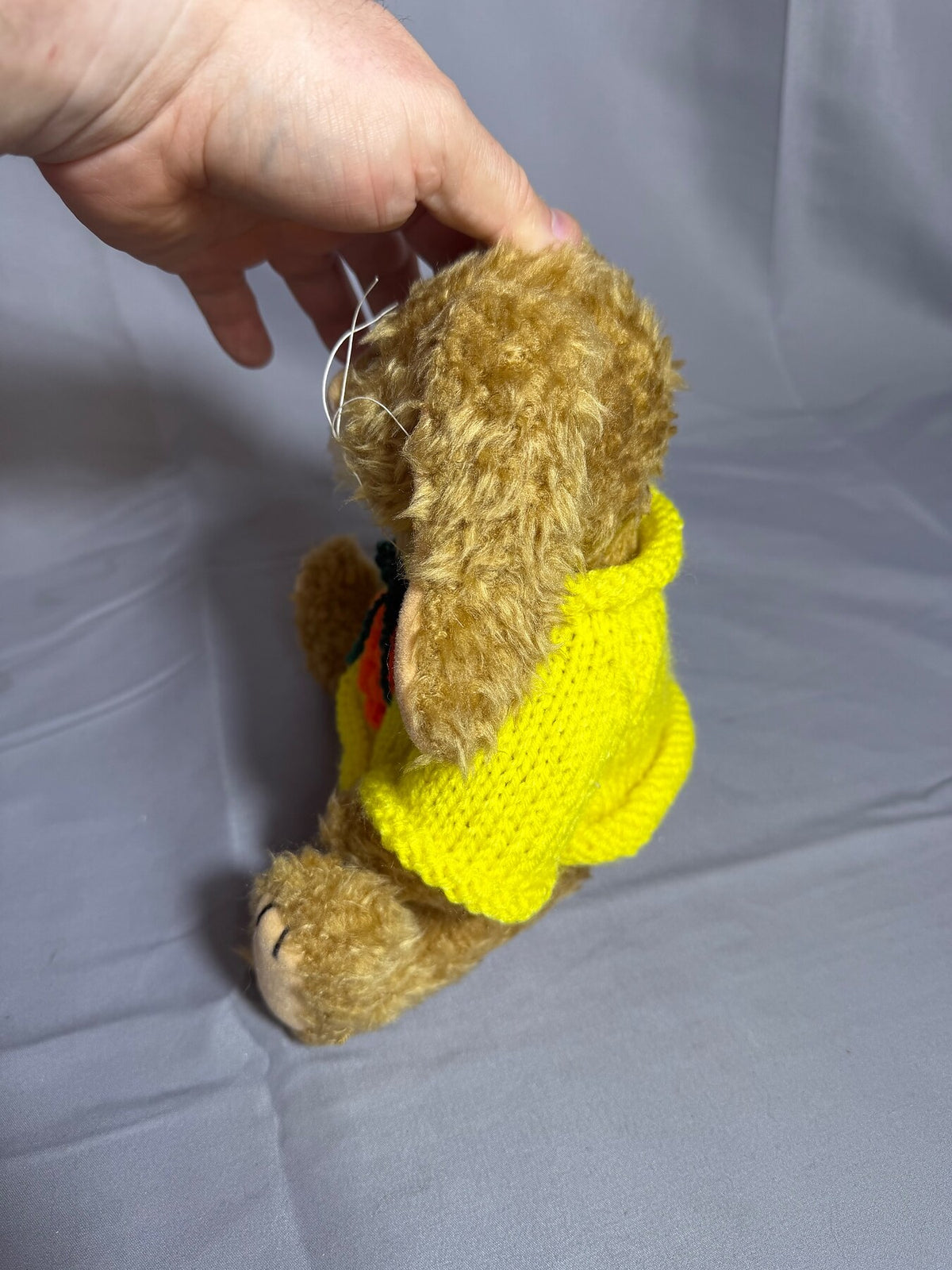 Vintage Gibson Greetings Brown Plush Rabbit Yellow Sweater 1997 photo 4