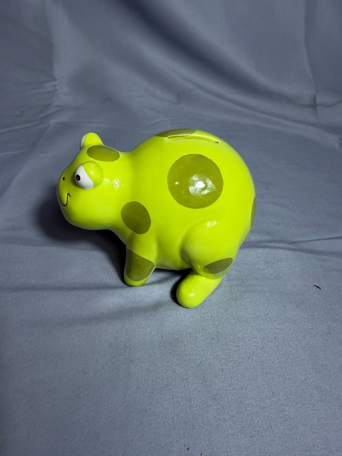 Lime Green Ceramic Piggy Bank with Romans 8:28 Quote photo 5