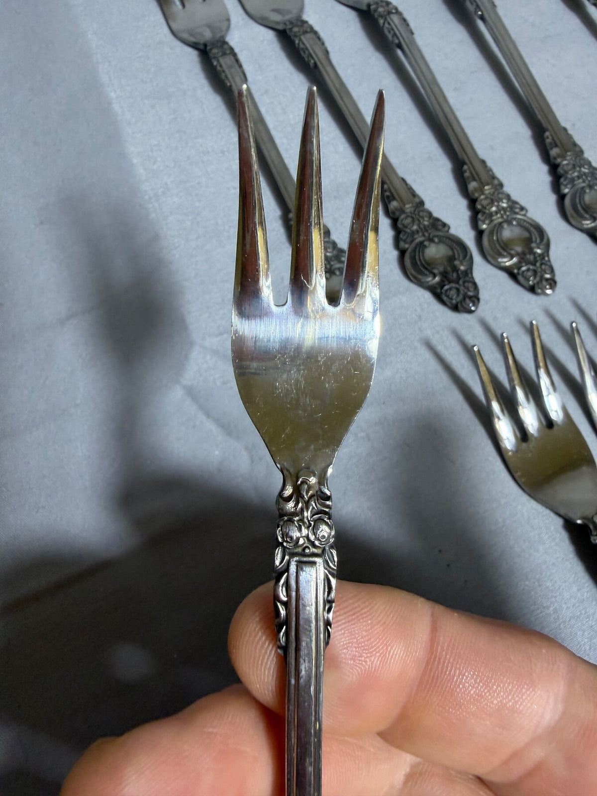 Vintage Supreme Cutlery Ornate Stainless Steel Dessert Forks Set of 12 photo 5