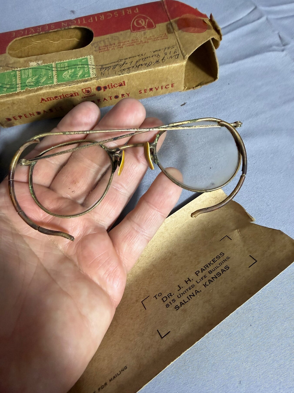 Vintage American Optical 1/10 12K GF Round Eyeglasses w/ Box & Mailer photo 6