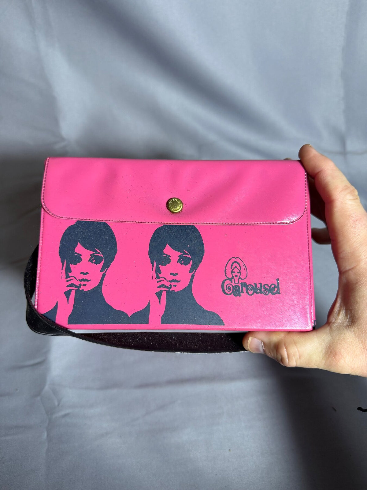 Vintage Carousel Pink Mod Cosmetic Vanity Case photo 6